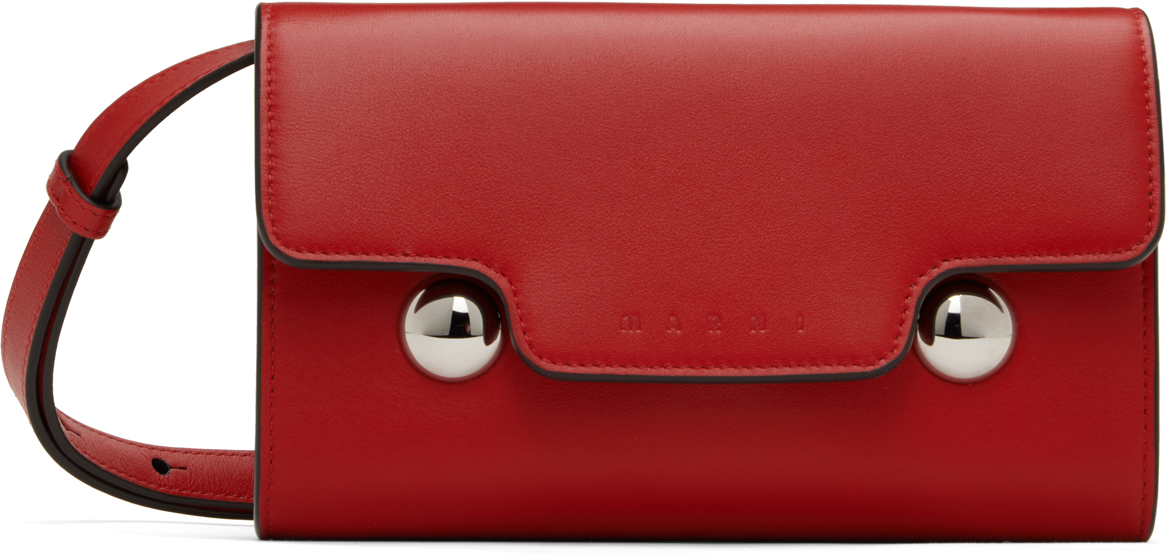 【送料&関税込】Marni Trunkaroo Handbag In Red Leather Red leather Trunkaroo medium shoulder bag | Marni