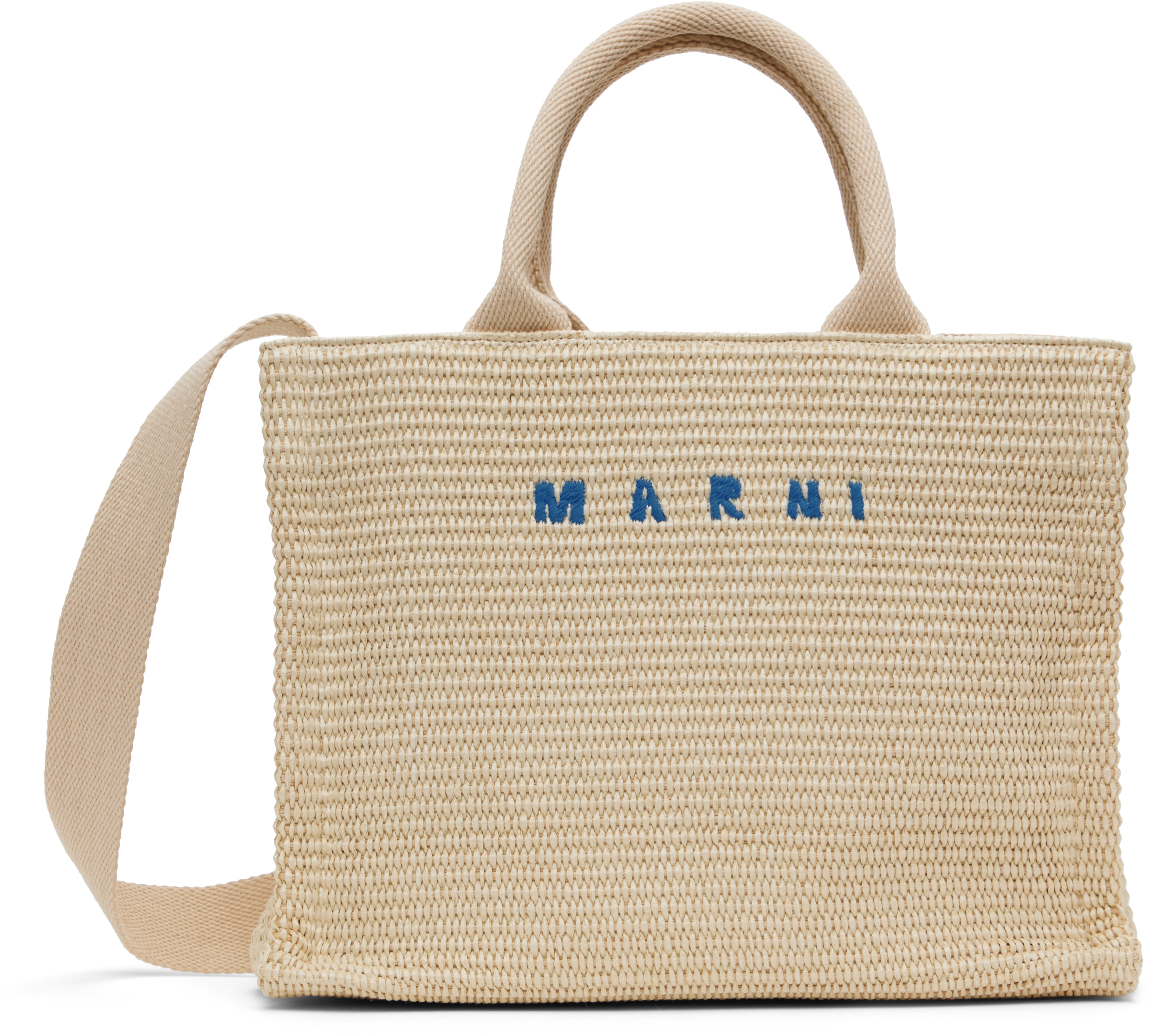 Marni Ivory Raffia Shopping Bag In 00w11 Silk White