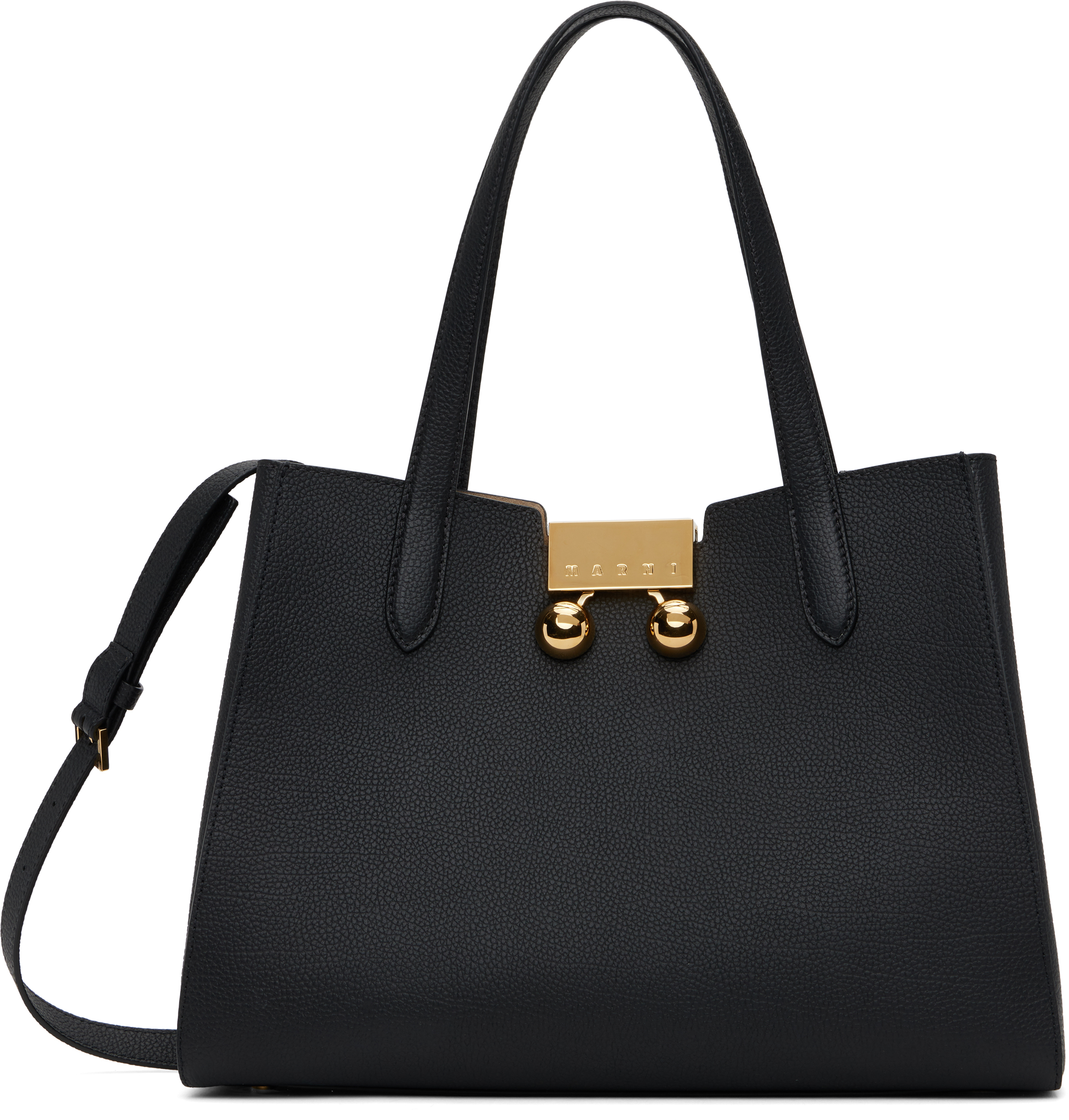 Marniのブラック スモール Trunkaroo レザー トートバッグがセール中