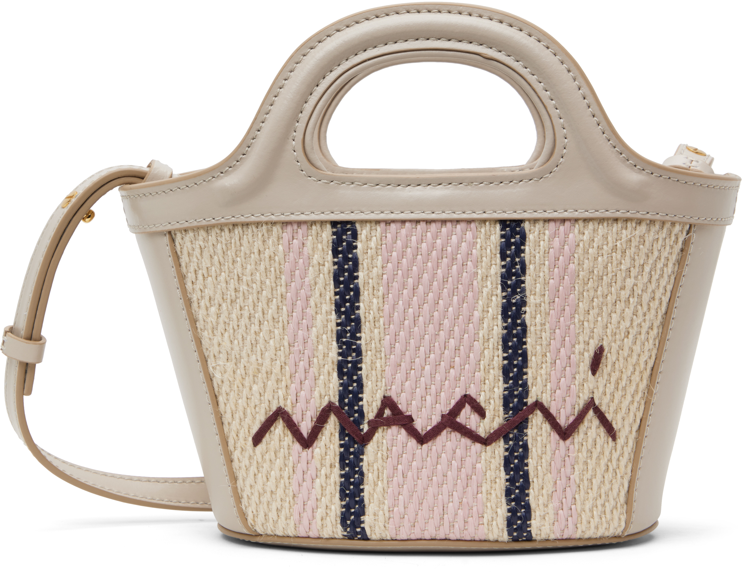 Marni: Off-White & Gray Tropicalia Micro Tote | SSENSE