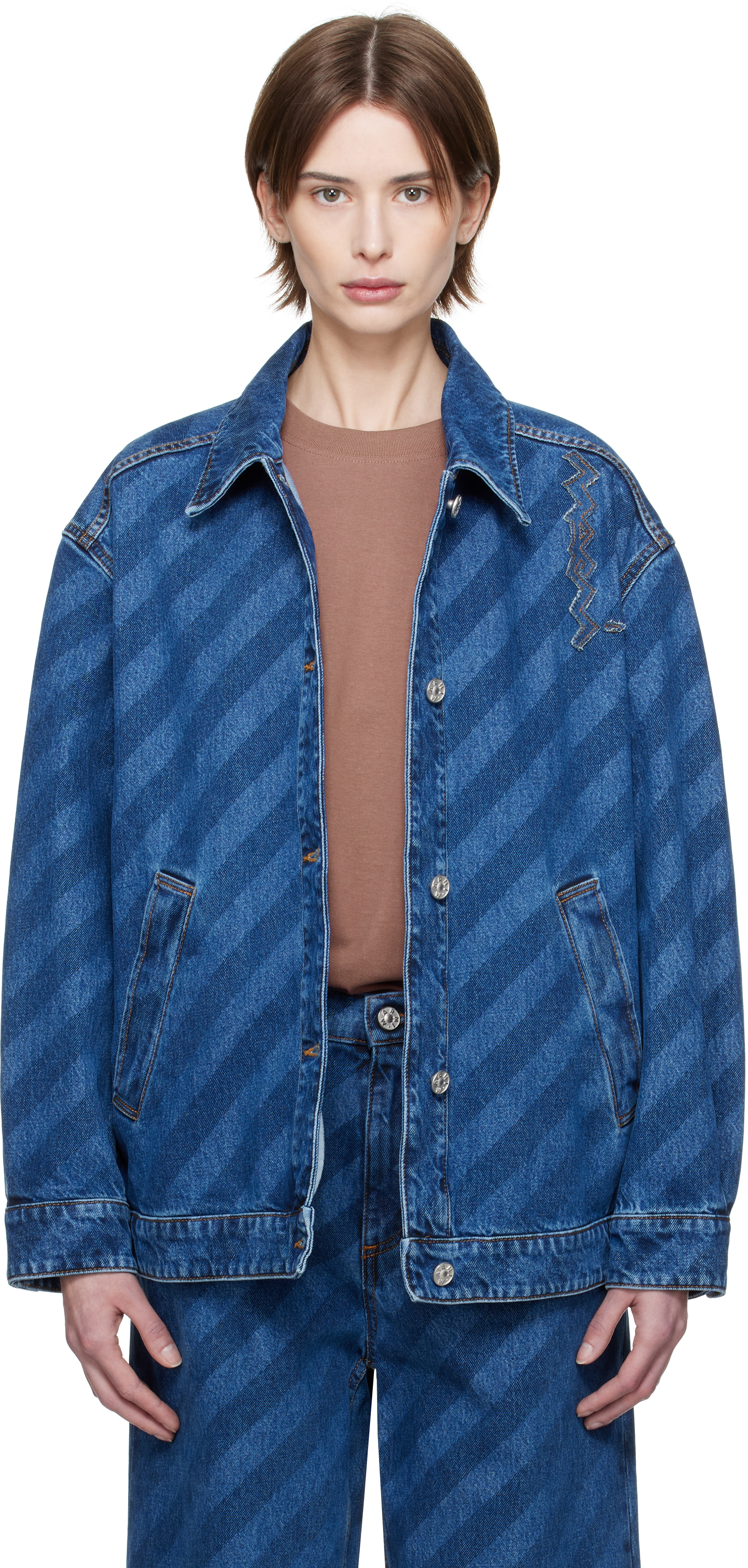 Blue Striped Denim Jacket