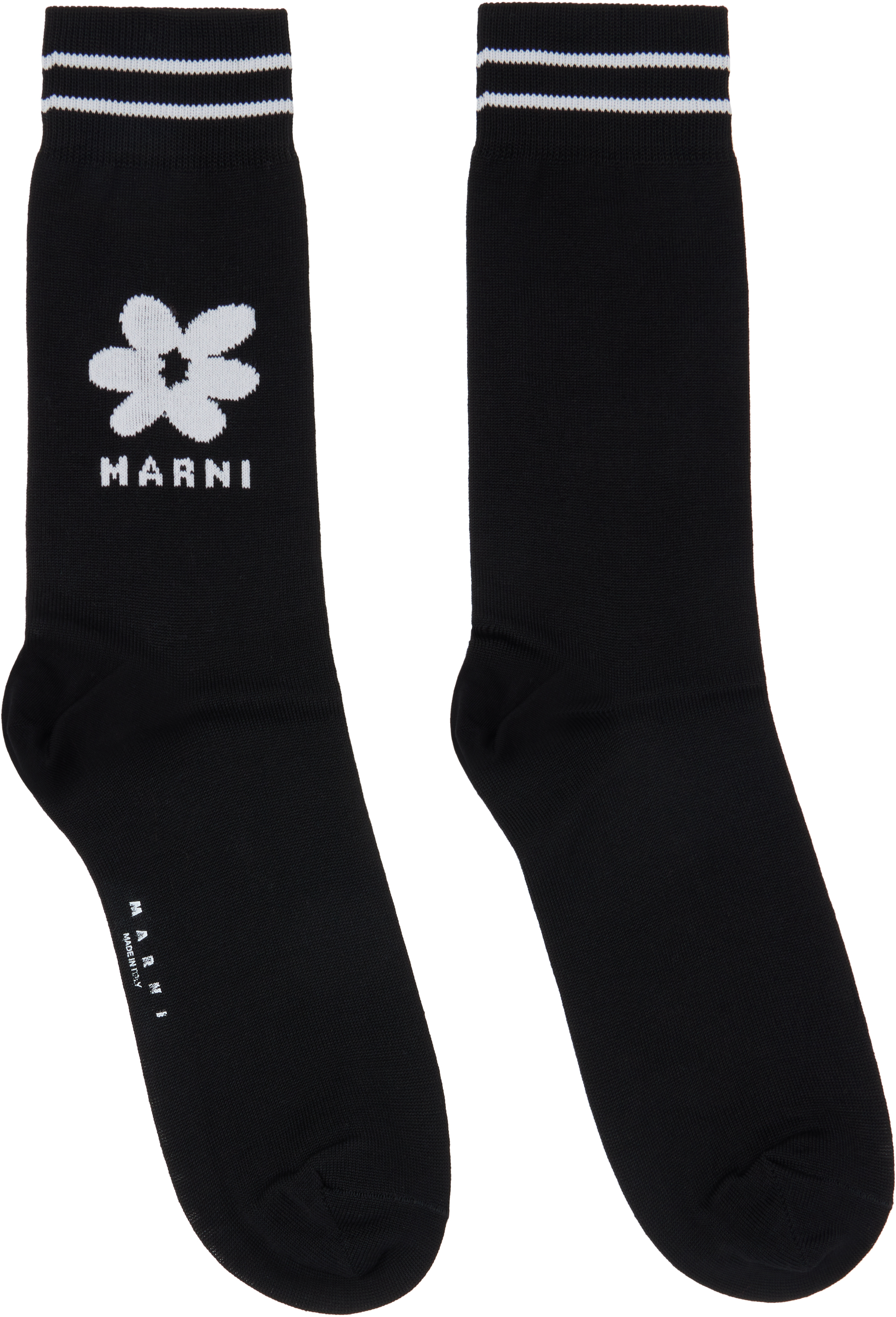 Black Jacquard Flower Socks