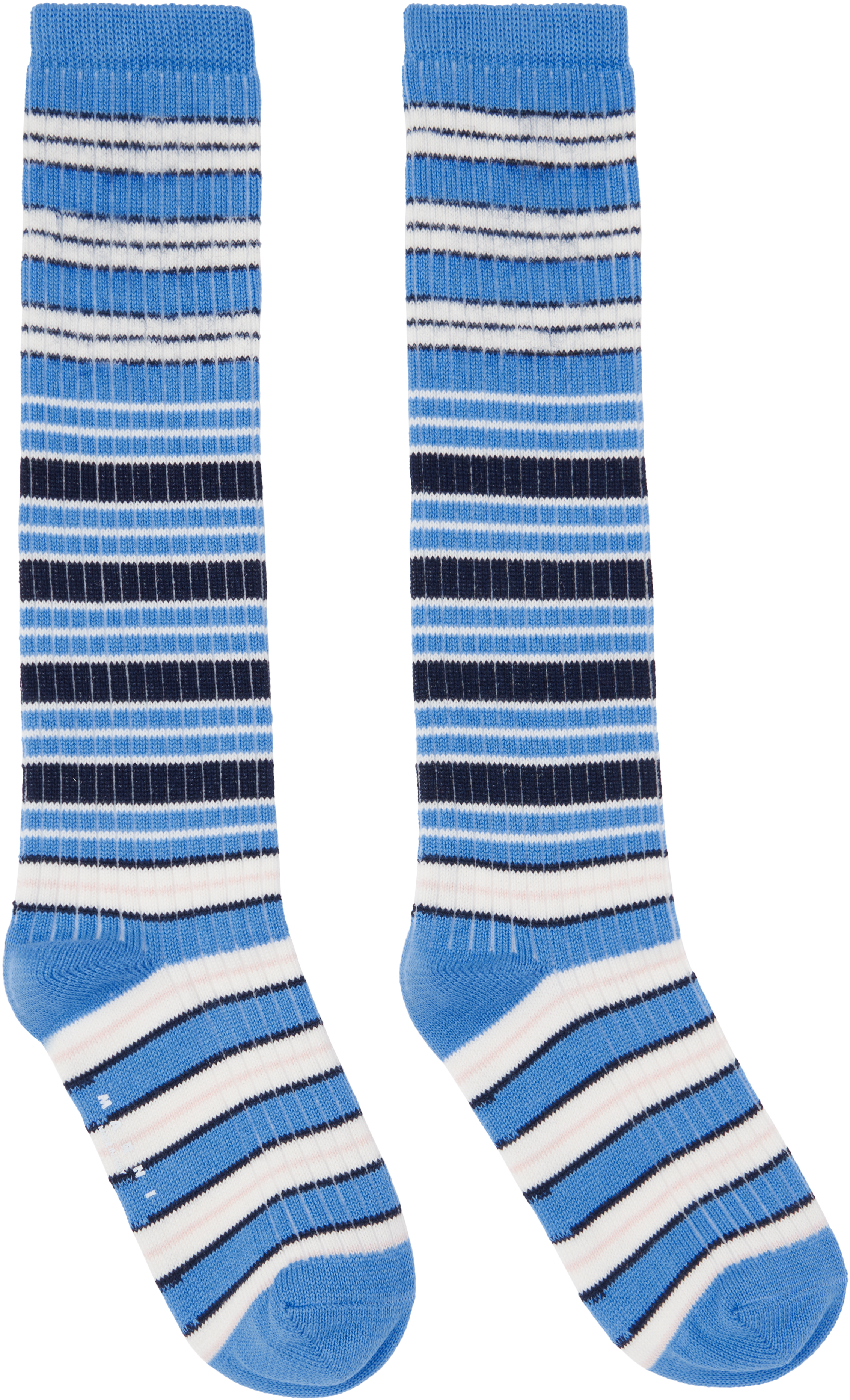 Blue & White Striped Cotton Socks