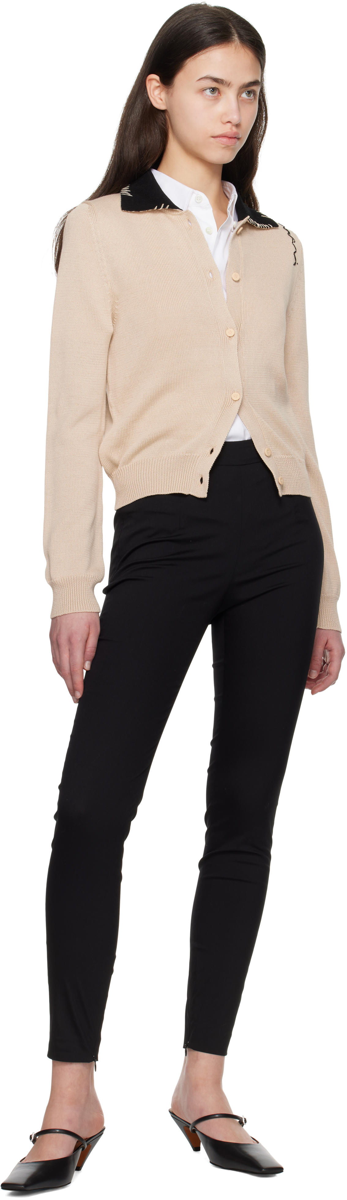 Marni Black Stretch Poplin Symbol Trouser Leggings