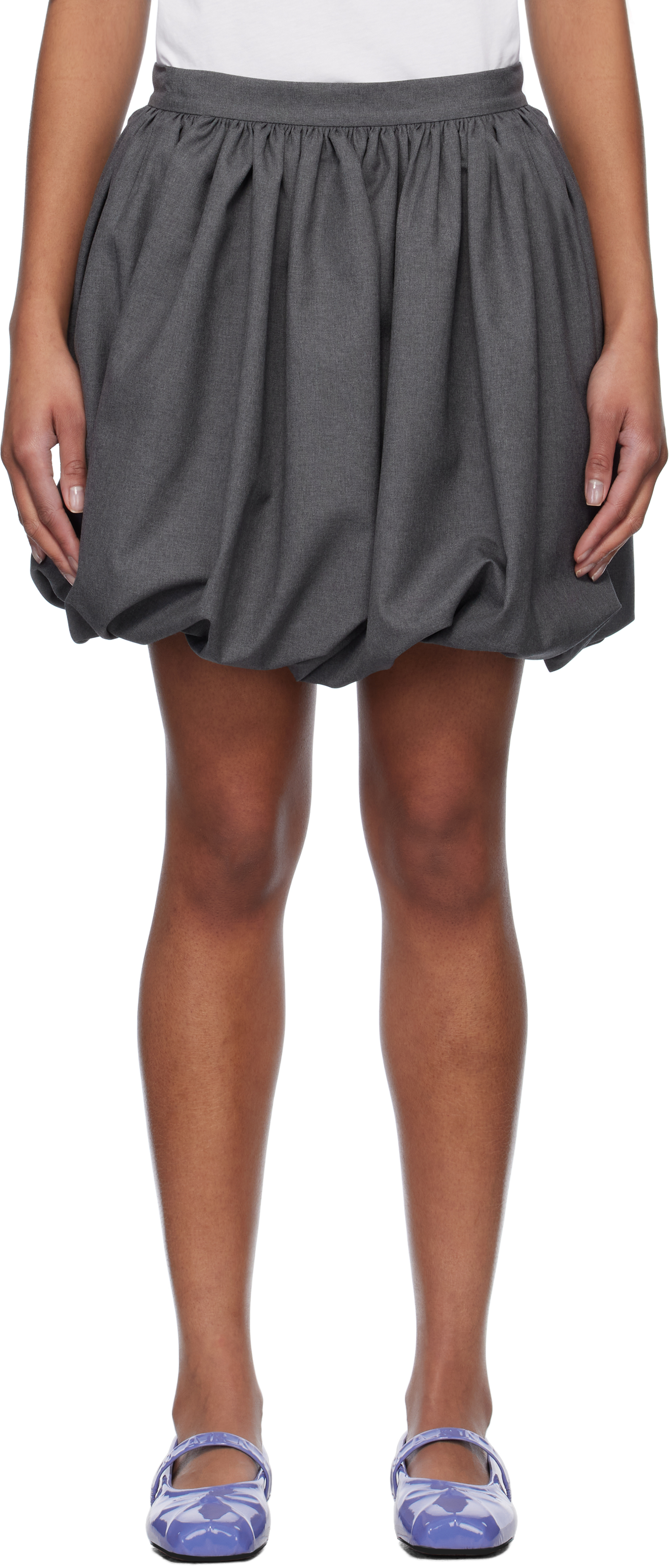 Gray Wool Balloon Miniskirt