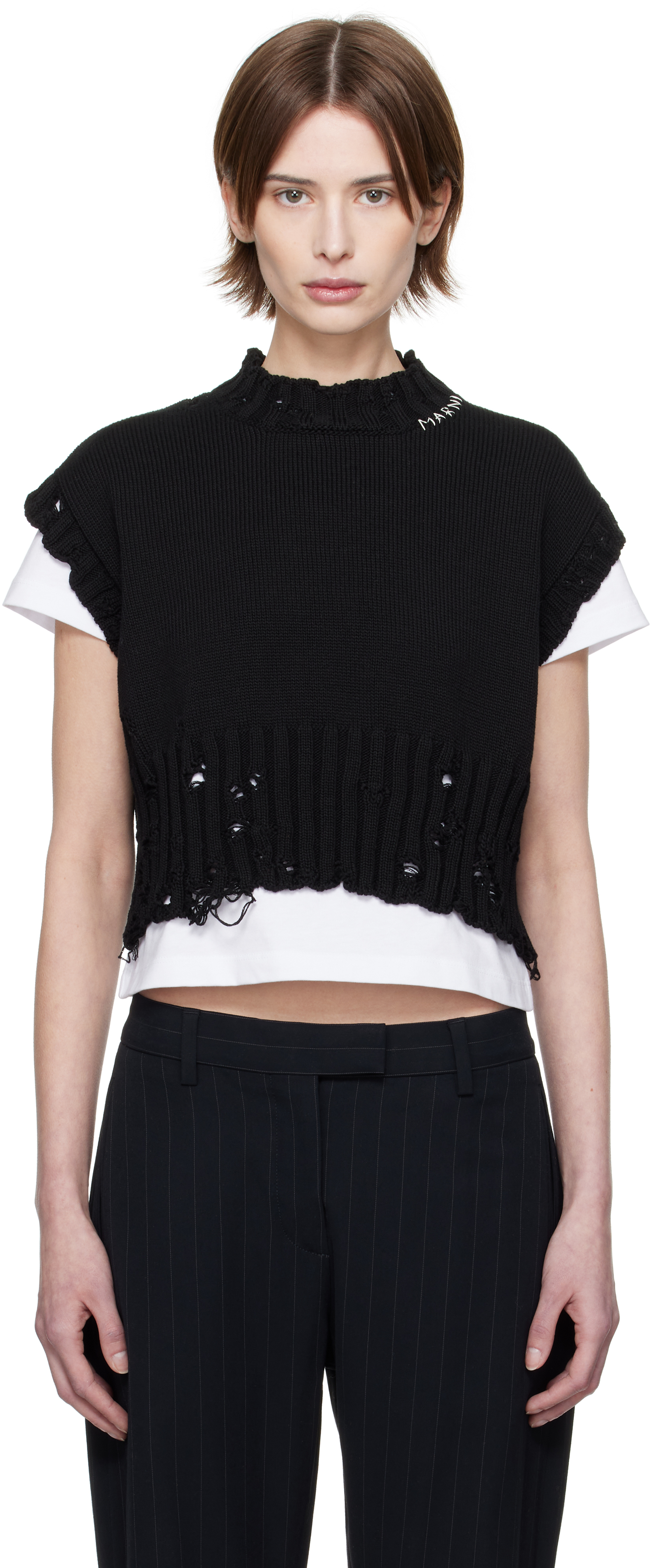 Black Sleeveless Crewneck Sweater