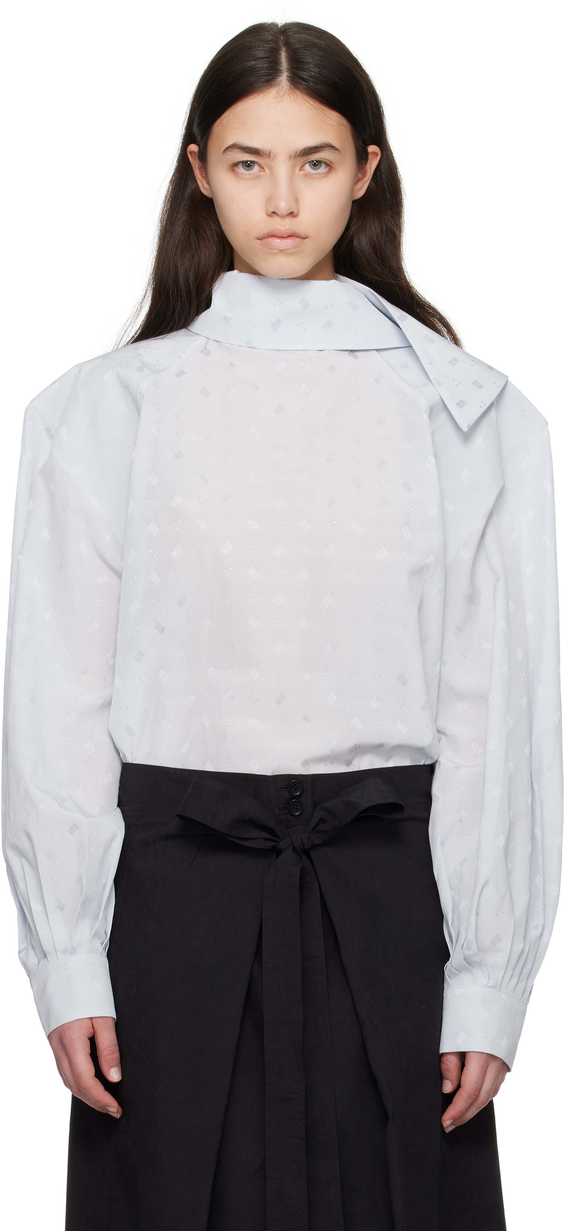 Blue Viscose Jacquard Motif Balloon Blouse by Marni on Sale