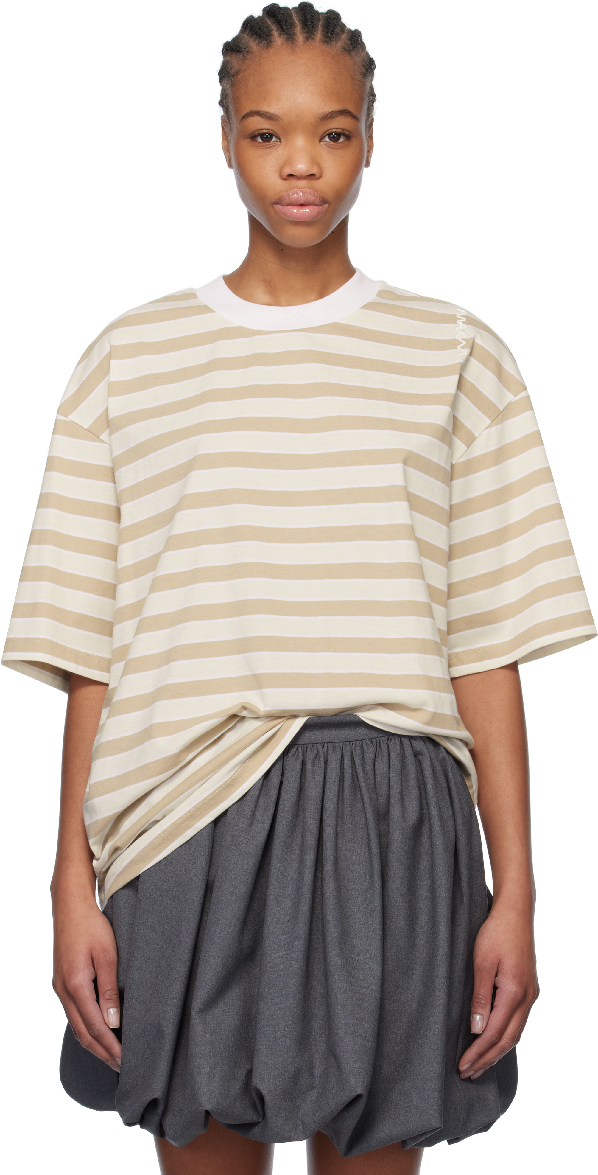 Tシャツ・カットソー Marni White Cotton Boxy T-Shirt White organic cotton oversized T-shirt with Marni patches