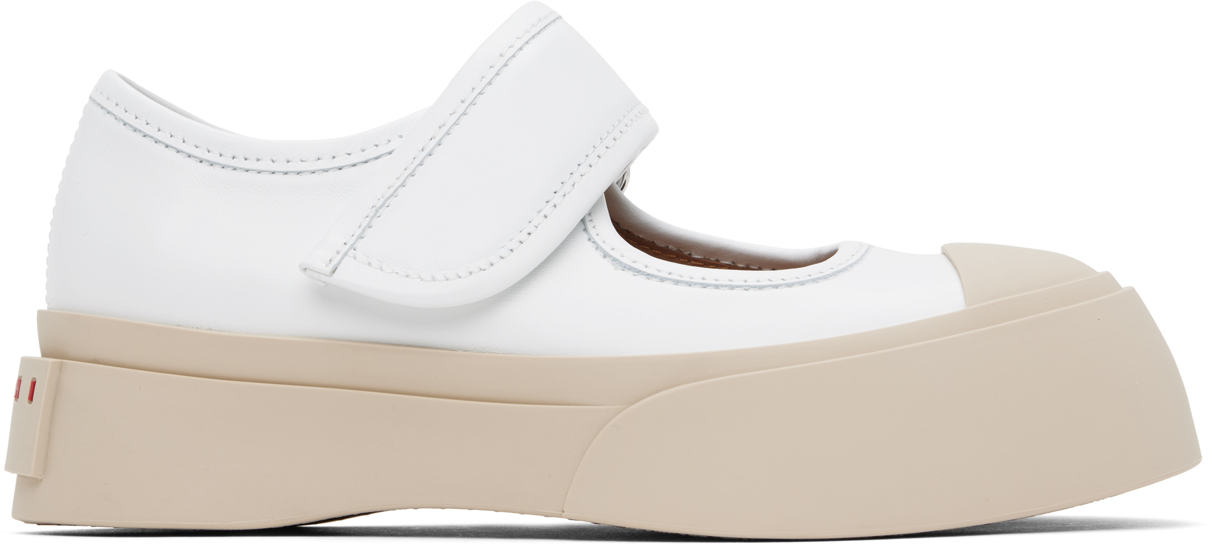 White Pablo Mary Jane Ballerina Flats