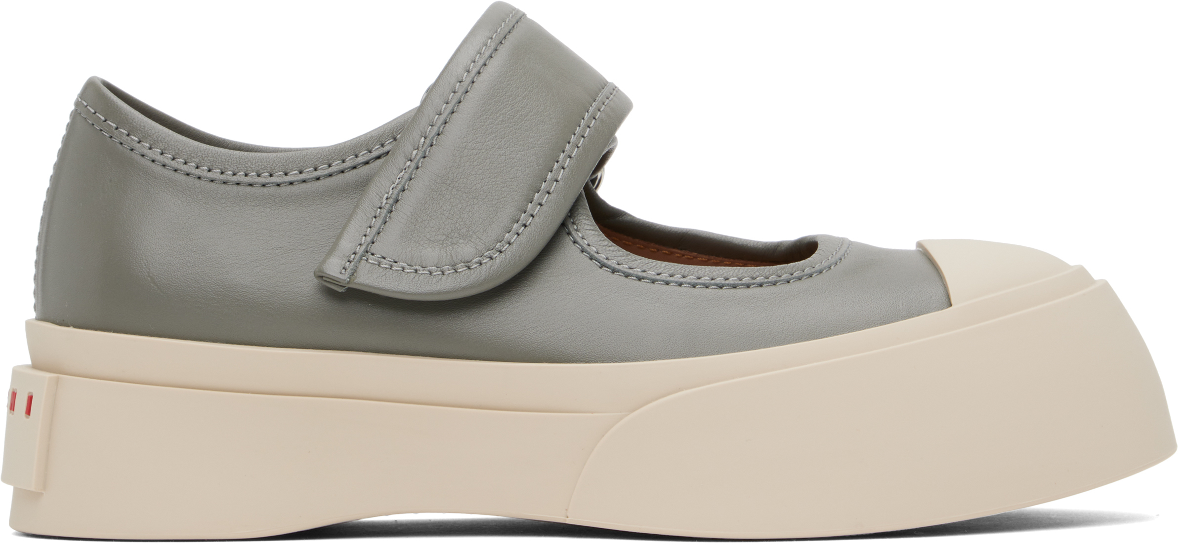 スニーカー Marni Grey Leather Mary Jane Sneakers Grey leather Mary Jane sneaker | Marni