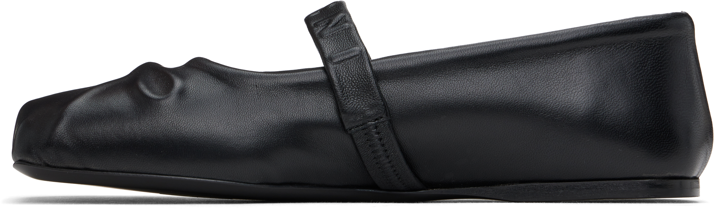 Marni Black Ballerinas With Embossed Bow Detail On The Front In Leather Woman In 00n99 Black