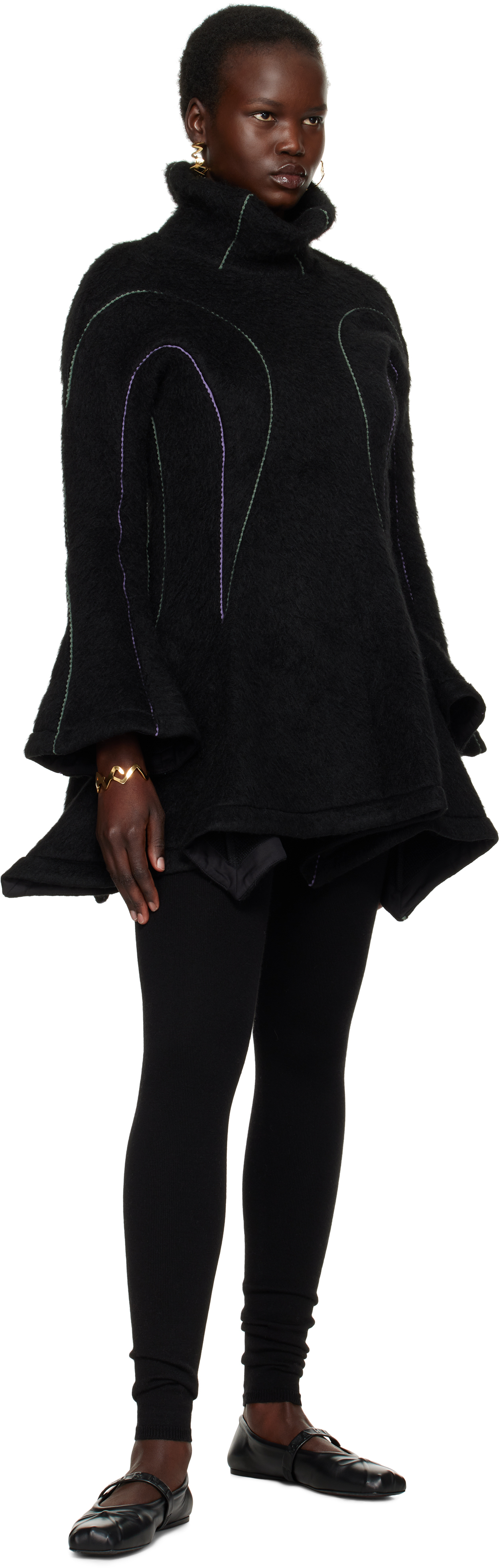 Marni Black Ballerinas With Embossed Bow Detail On The Front In Leather Woman In 00n99 Black