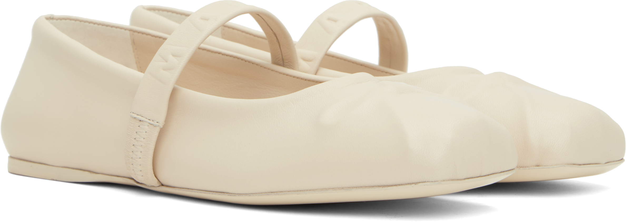 Marni Off-white Little Bow Ballerina Flats In 00w04 Limestone