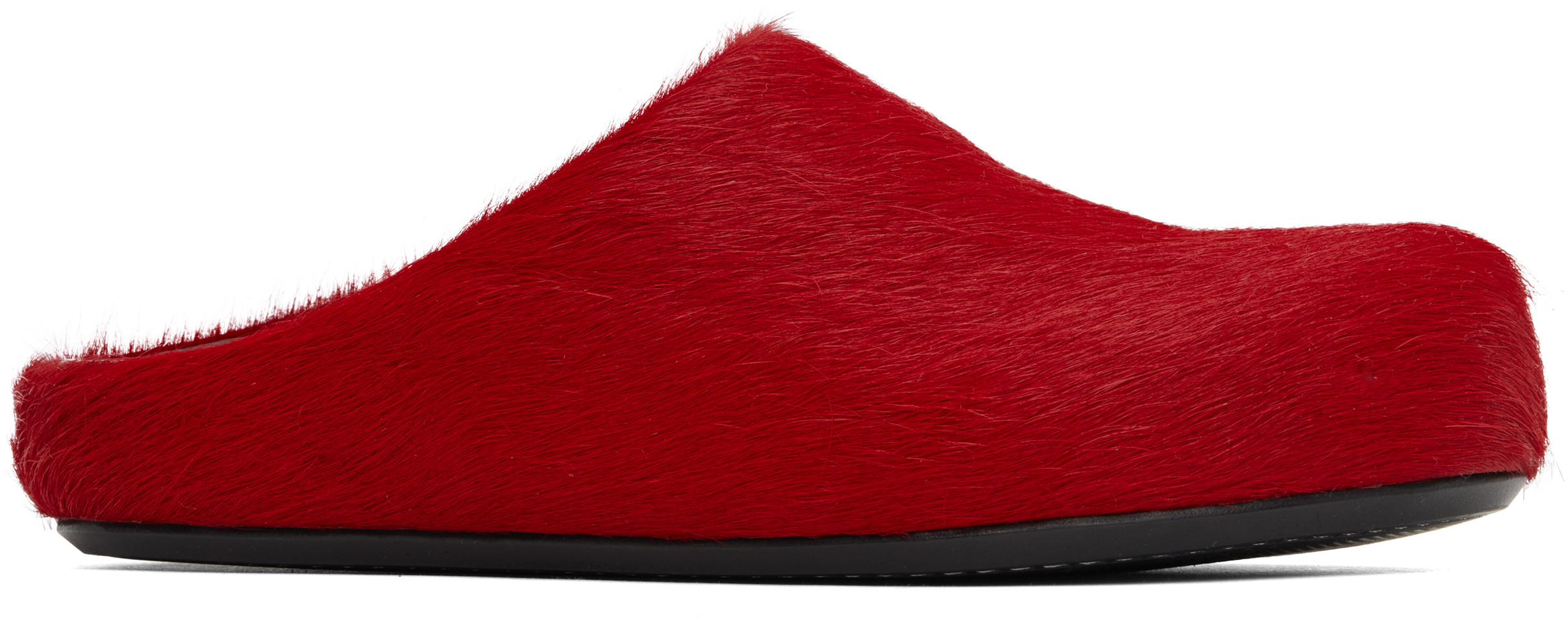【関税込み】Marni レッド Fussbett サボ Red long hair calfskin Fussbett sabot | Marni