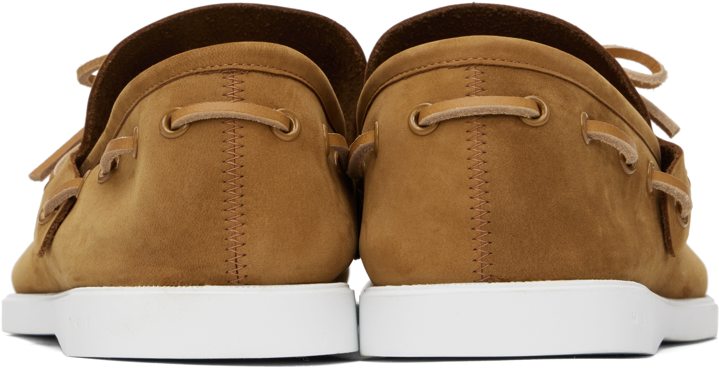 Shop Marni Tan Nubuck Boat Shoes In 00m37 Tobacco