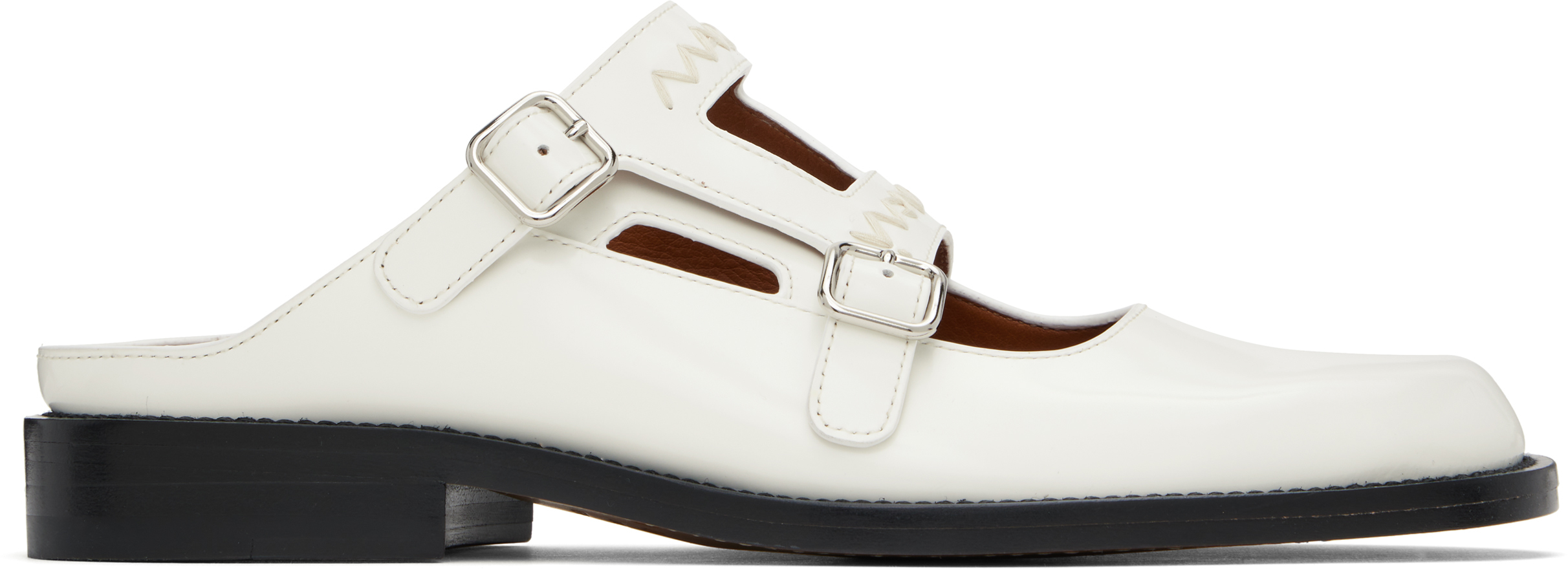 【関税込み】Marni ホワイト Bambi 3.0 ダブルバックル ミュール Marniのホワイト Bambi 3.0 ダブルバックル ミュールがセール中