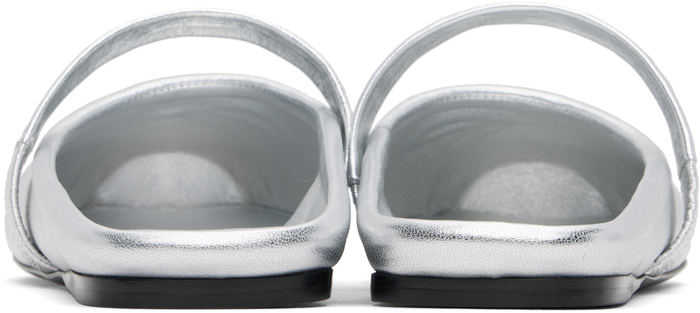 Marni Silver Leather Little Bow Sabot Slippers In Silver