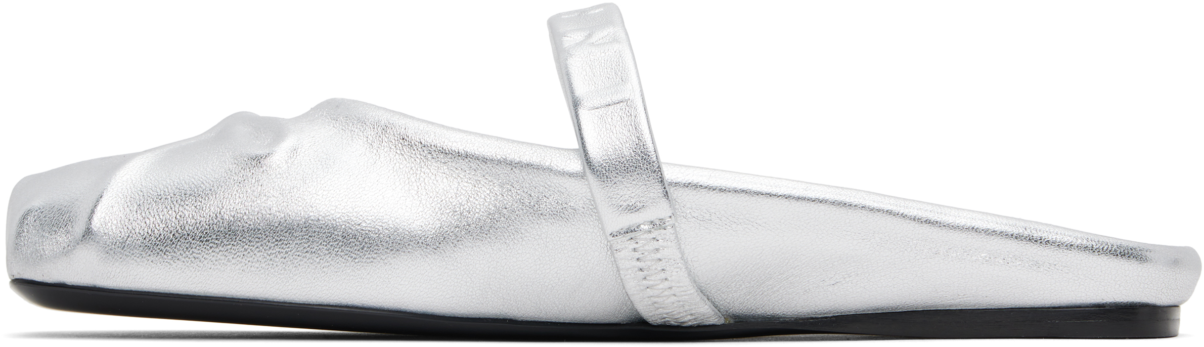 Marni Silver Leather Little Bow Sabot Slippers In Silver