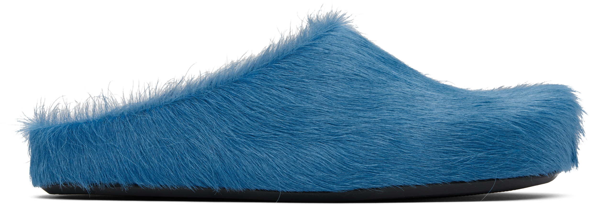 Marni Blue and White Fur Slip-On Loafers Marni slippers & loafers for Women | SSENSE main image 4