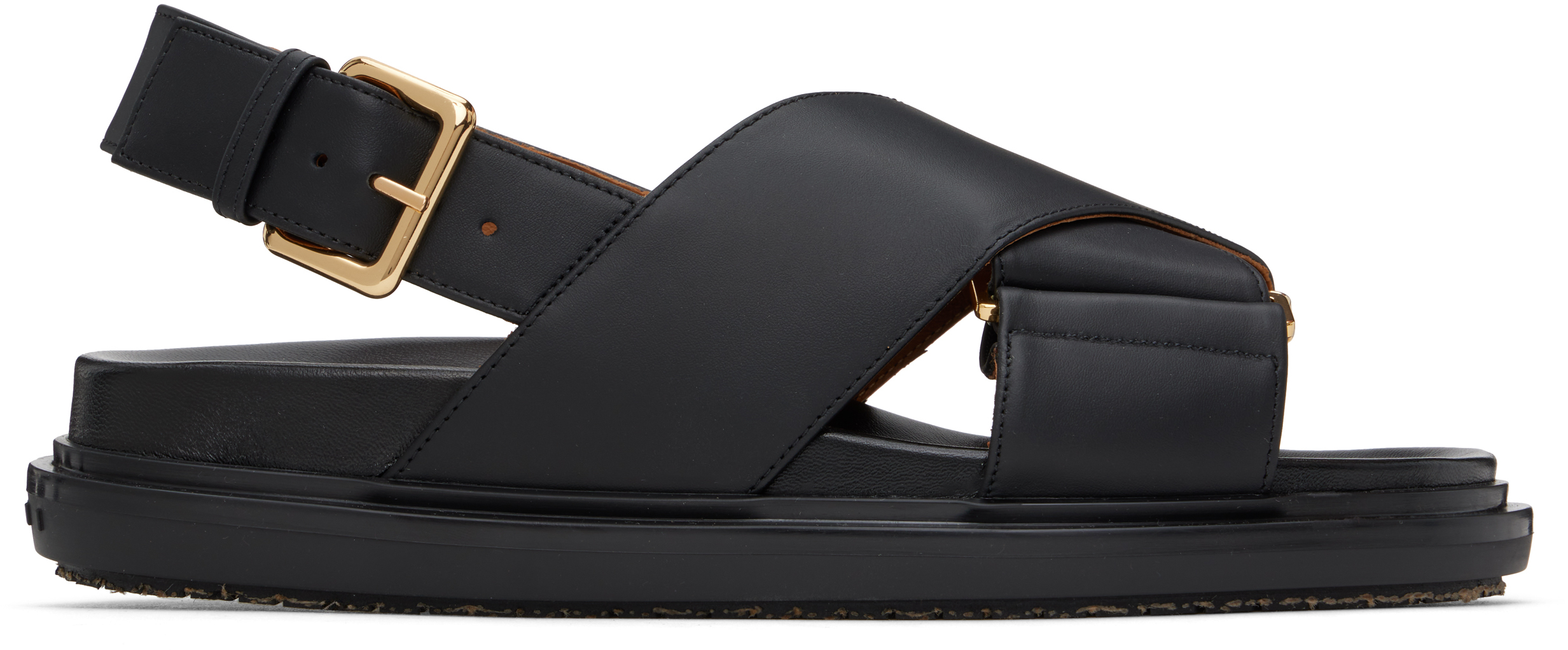 サンダル・ミュール MARNI Fussbett Slides in Black Leather Fussbett leather sandals in black - Marni | Mytheresa