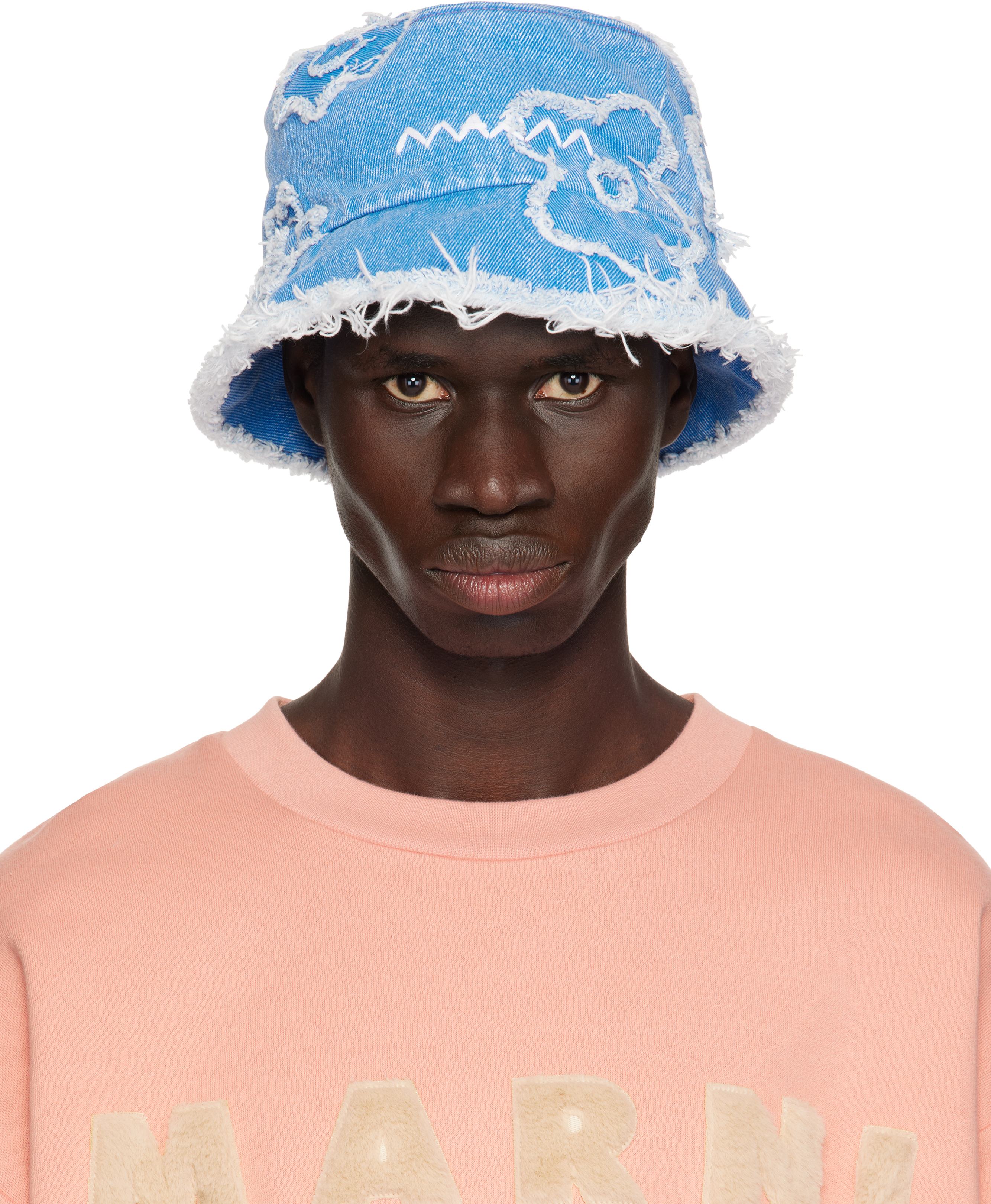 Marni: ブルー パッチ デニム バケットハット | SSENSE 日本 Marni: ブルー パッチ デニム バケットハット | SSENSE 日本
