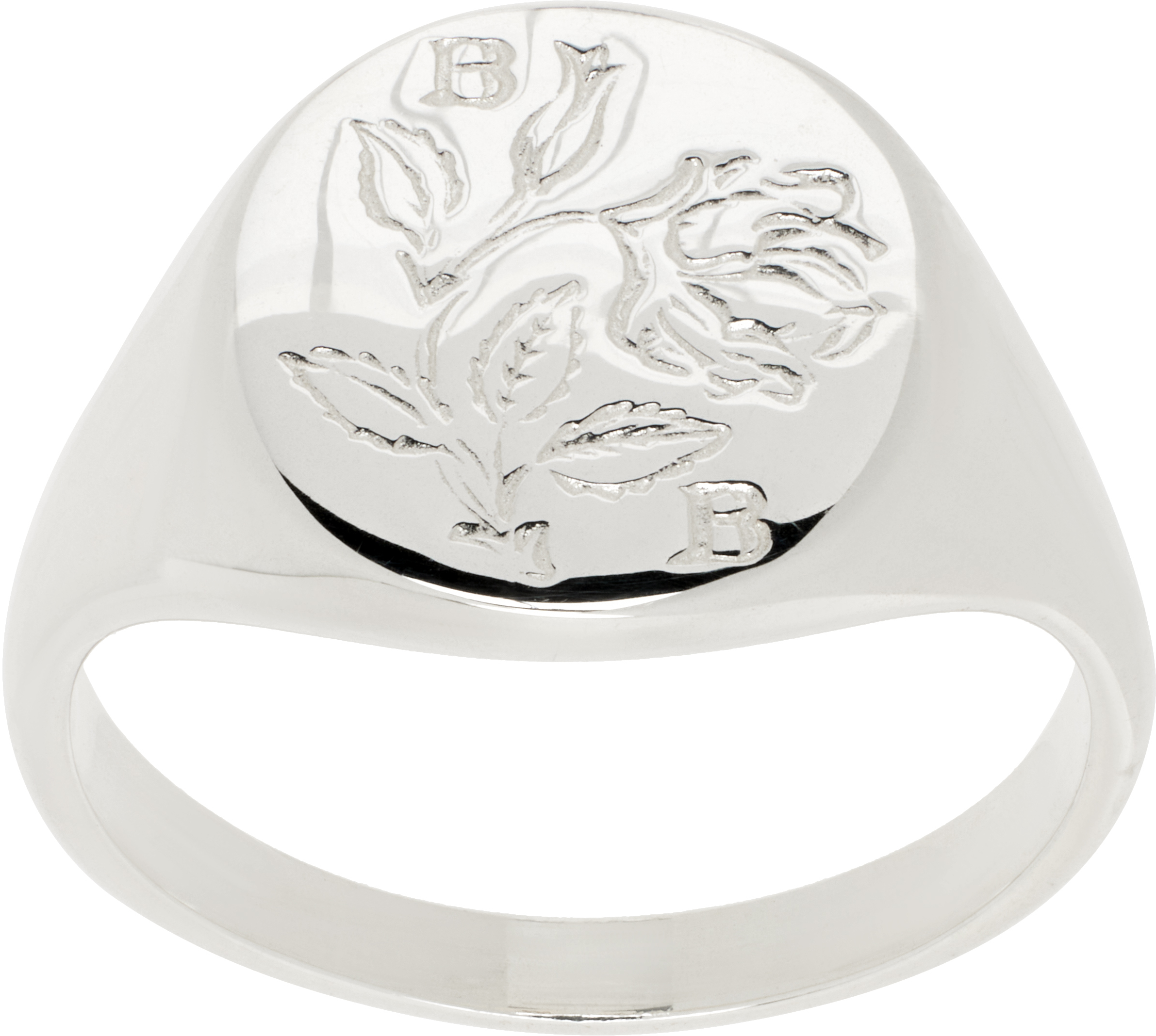 Silver Rose Signet Ring