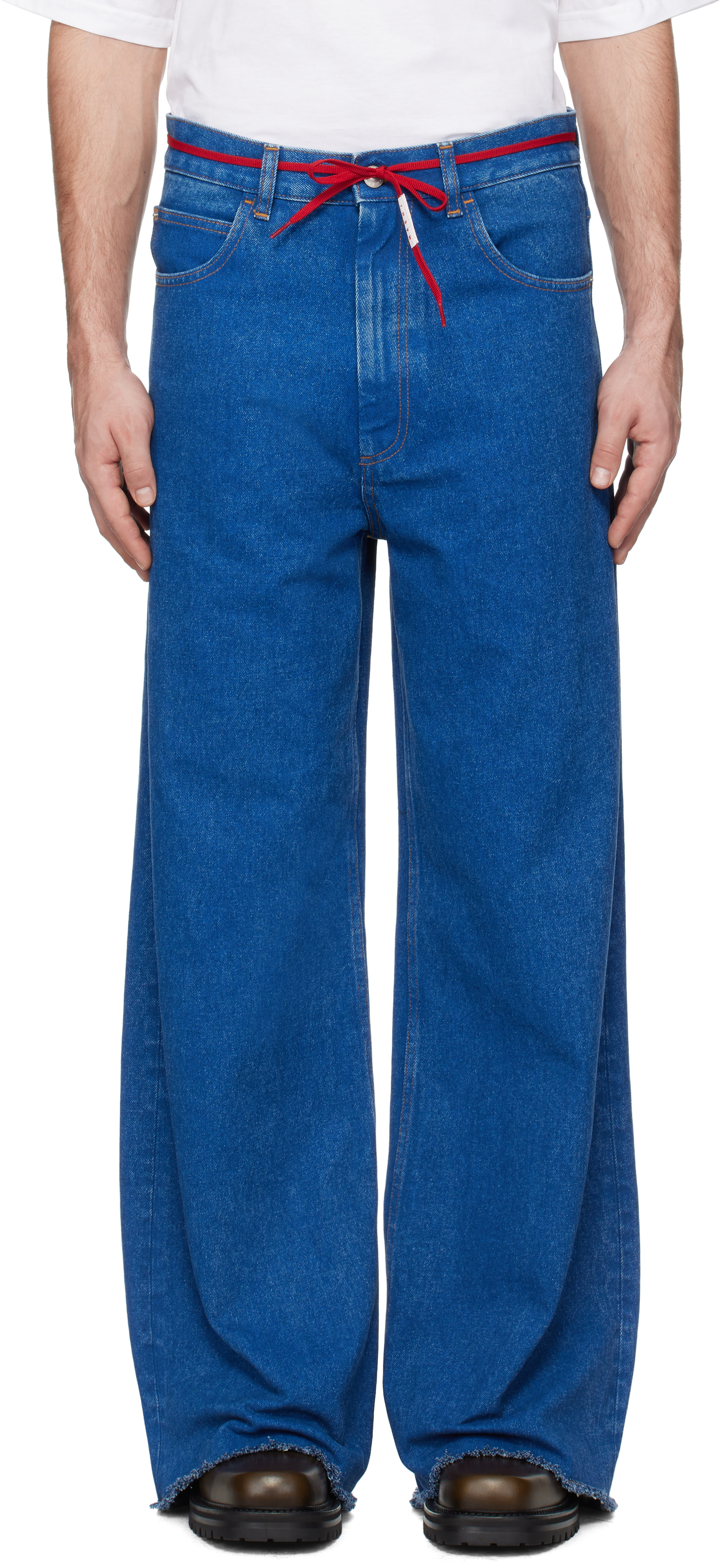 Blue Low-Rise Jeans by Marni on Sale