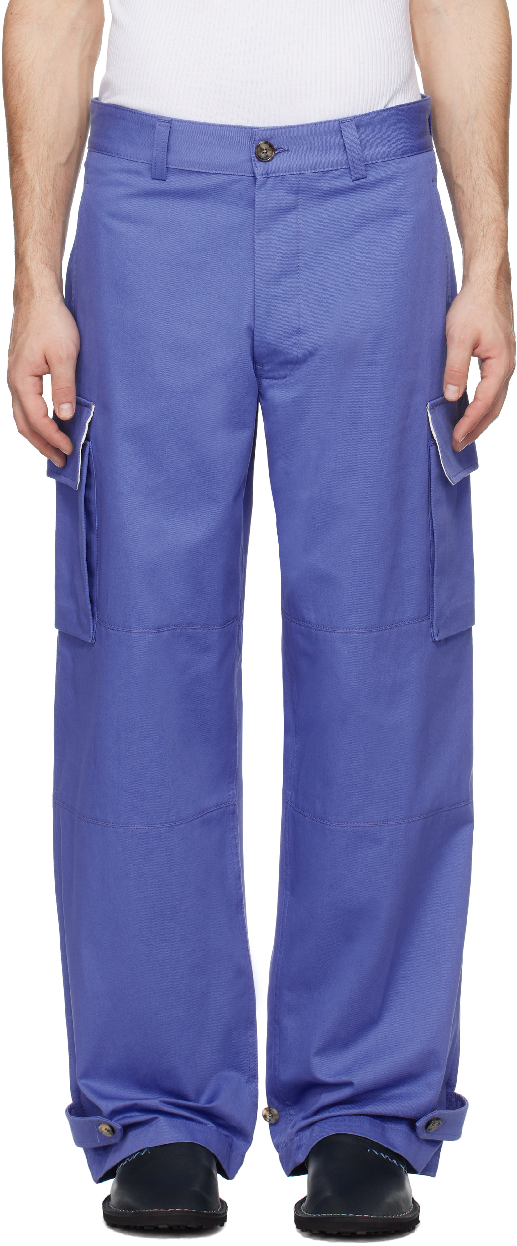 Blue Organic Cotton Cargo Pants