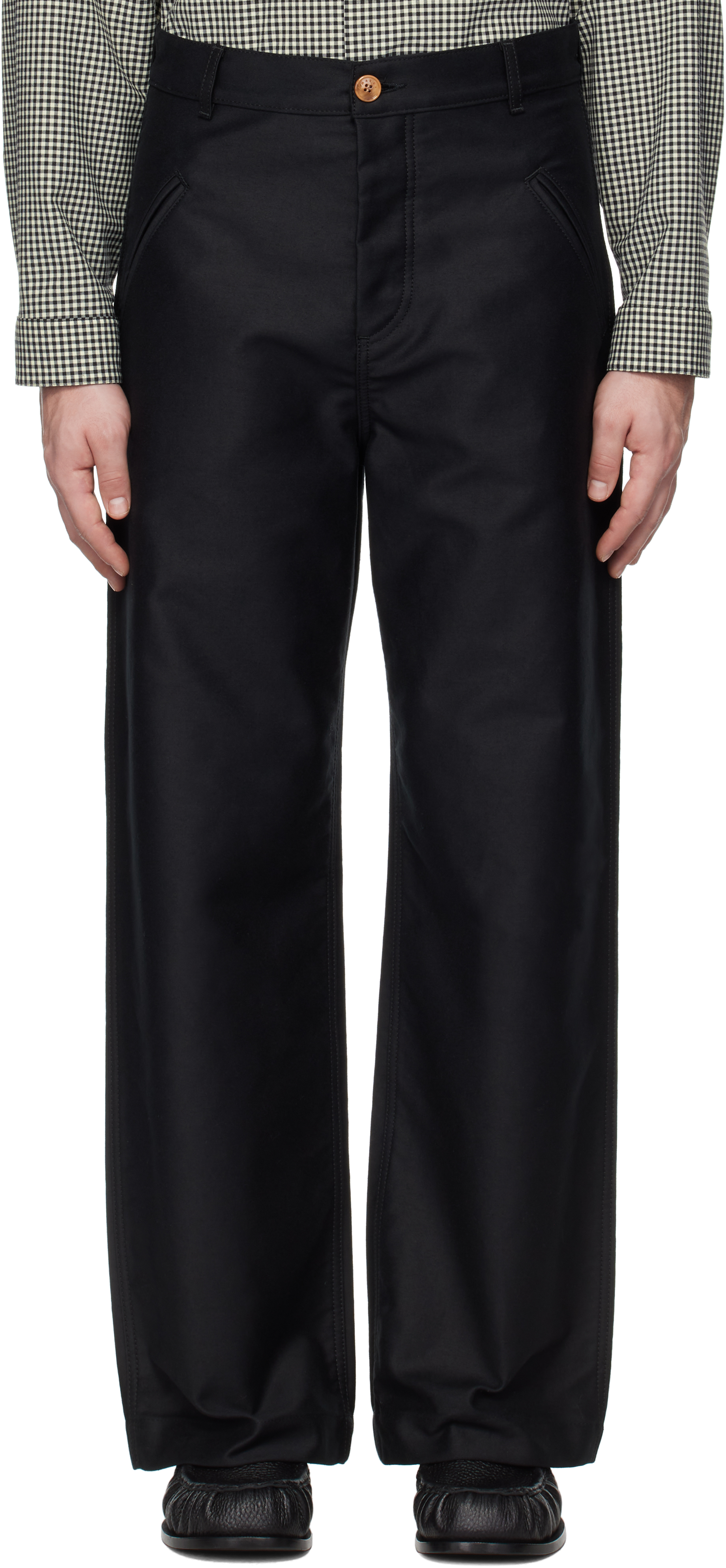 Black Straight-Leg Trousers