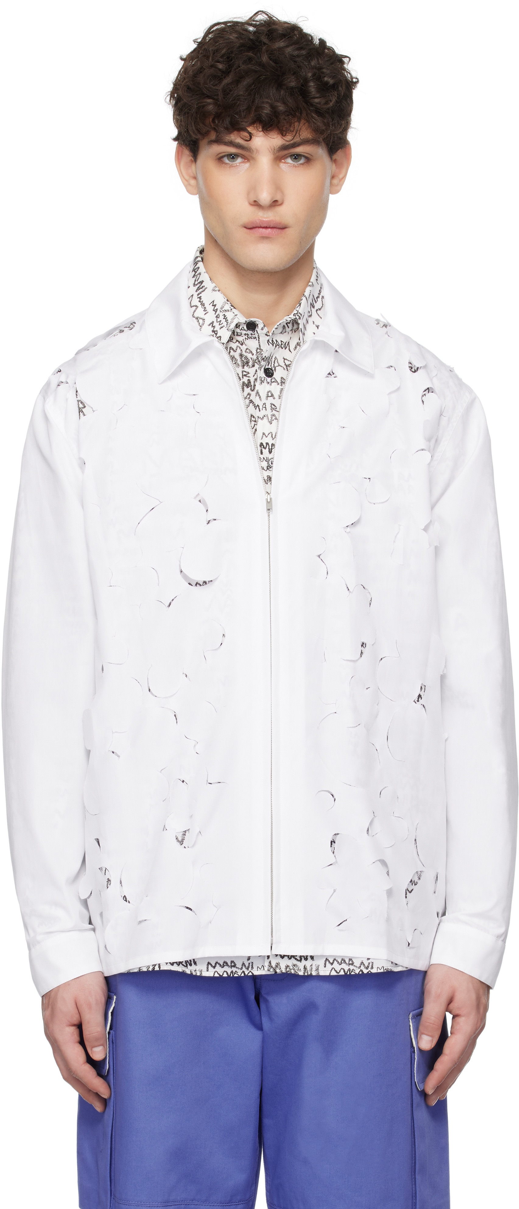 White Cut Out Long Sleeve Shirt by Marni on Sale