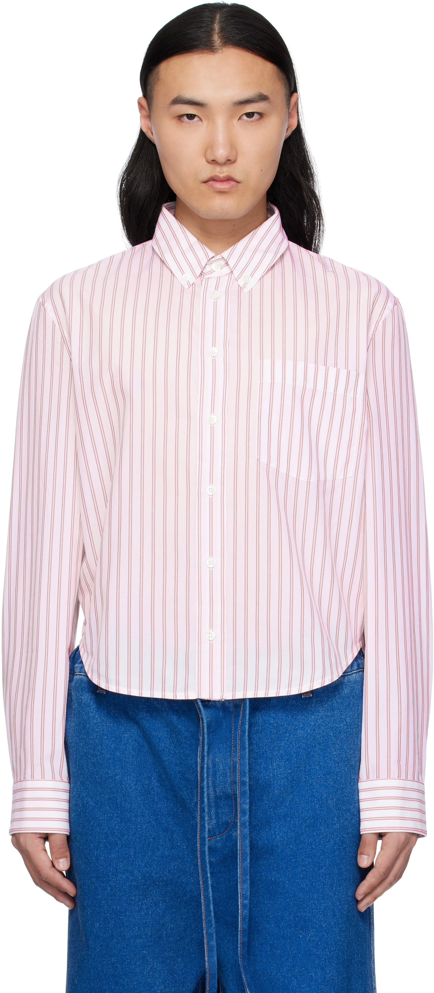 Blue 
Off-White Poplin Stripe Long Sleeve Shirt