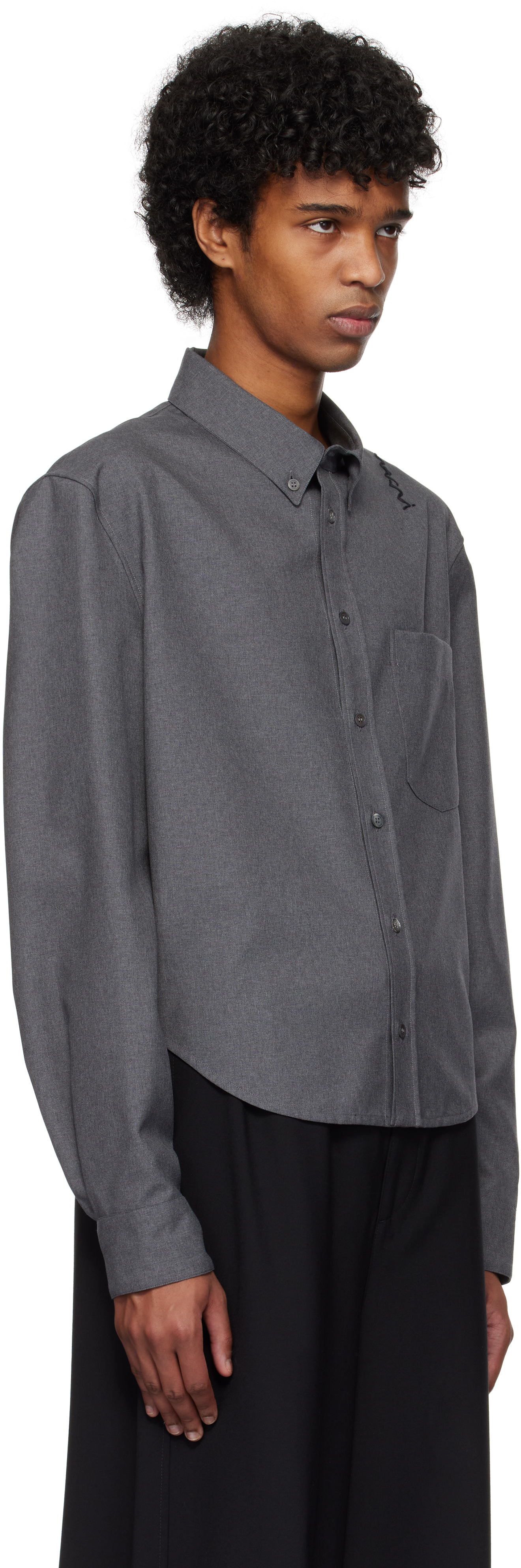 Marni Gray Wool Long Sleeve Shirt In 00n60 Graphite