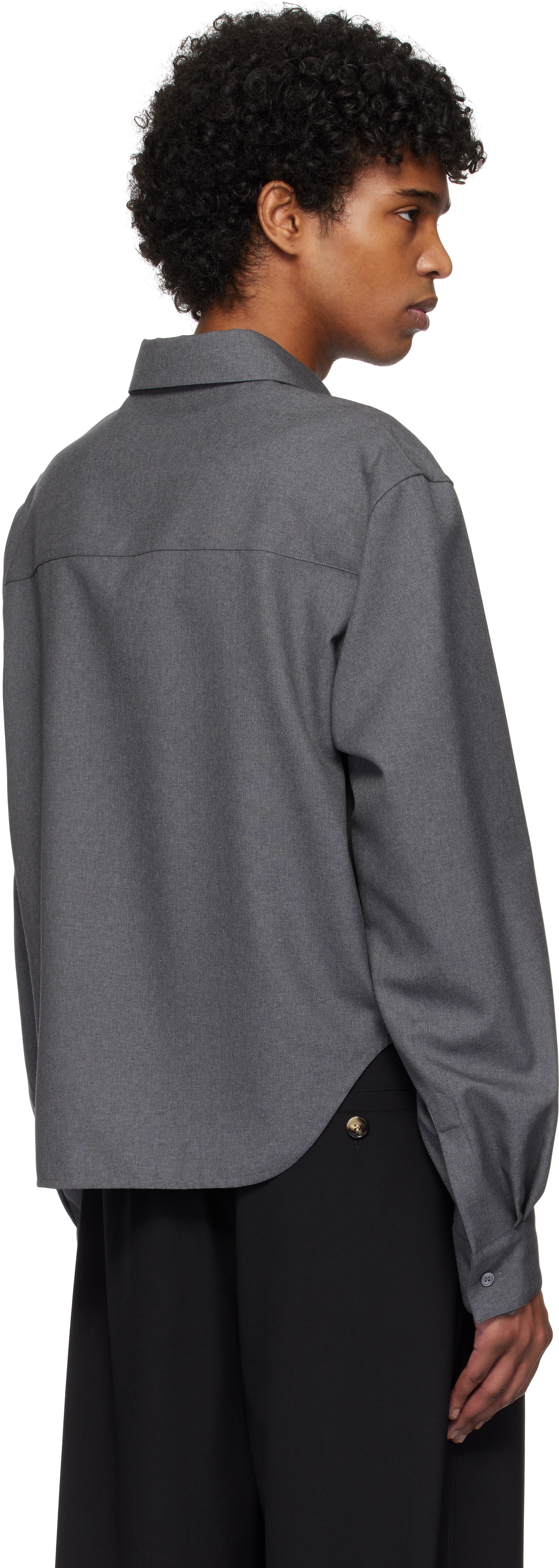 Marni Gray Wool Long Sleeve Shirt In 00n60 Graphite