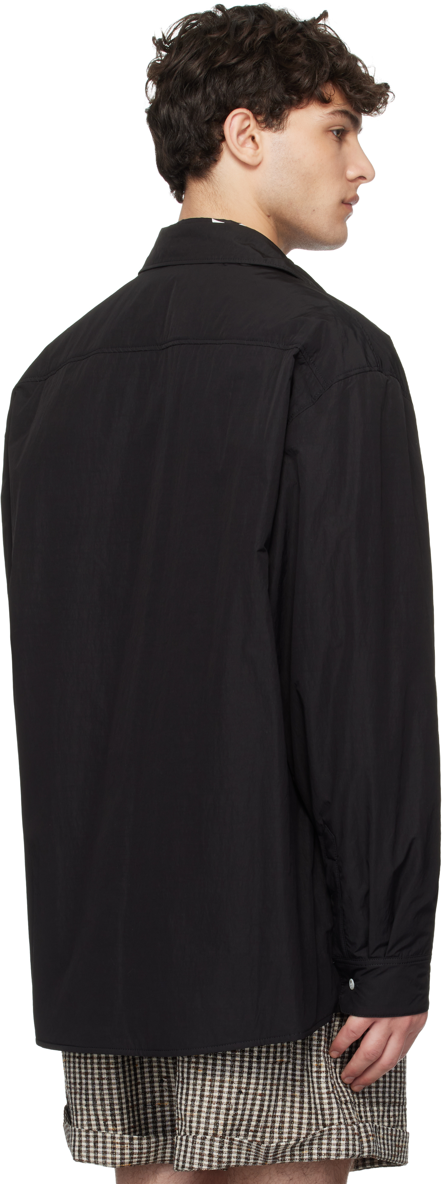 Marni Padded Overshirt With Embroidered Logo In 00n99 Black