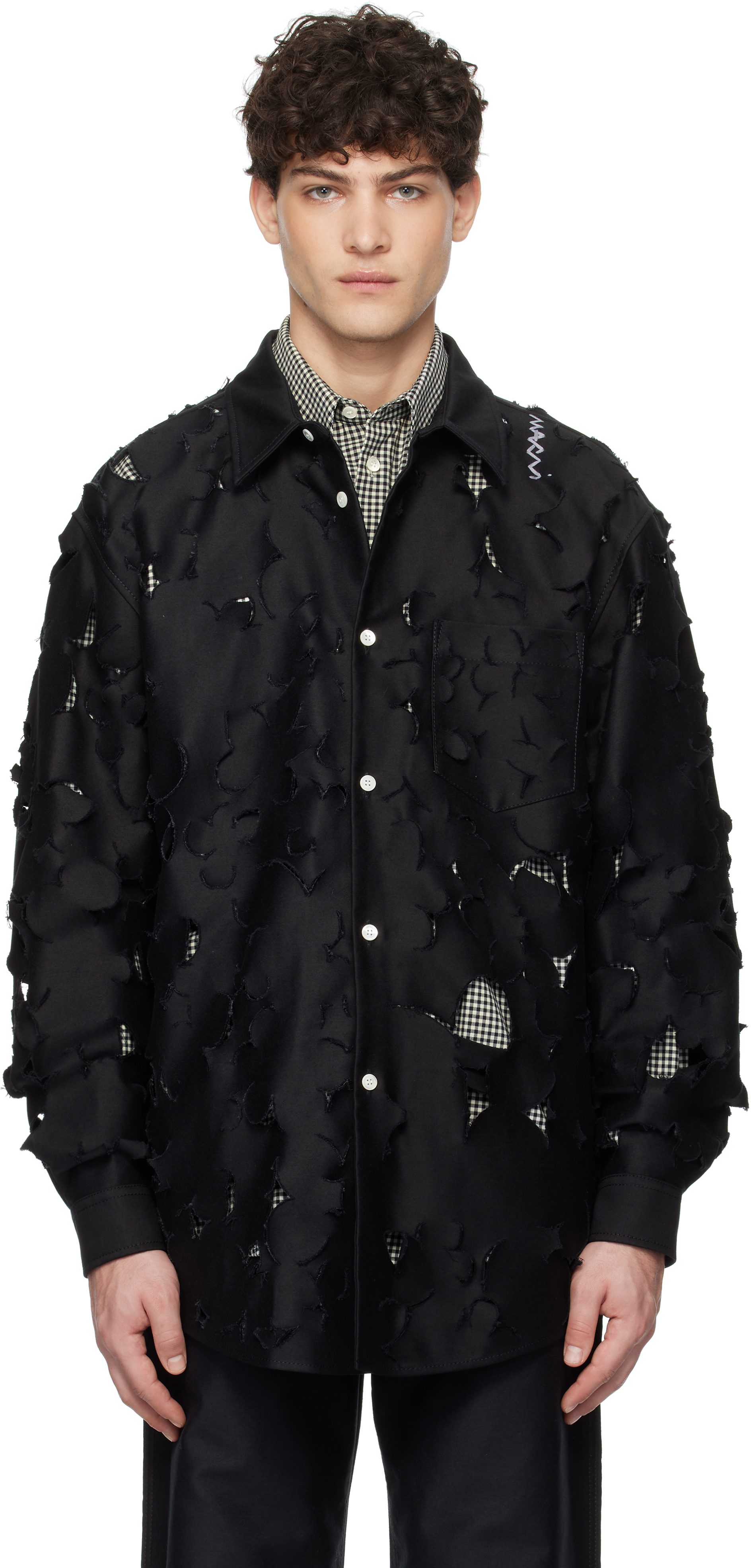 Black Boxy Fit Cut Out Shirt by Marni on Sale