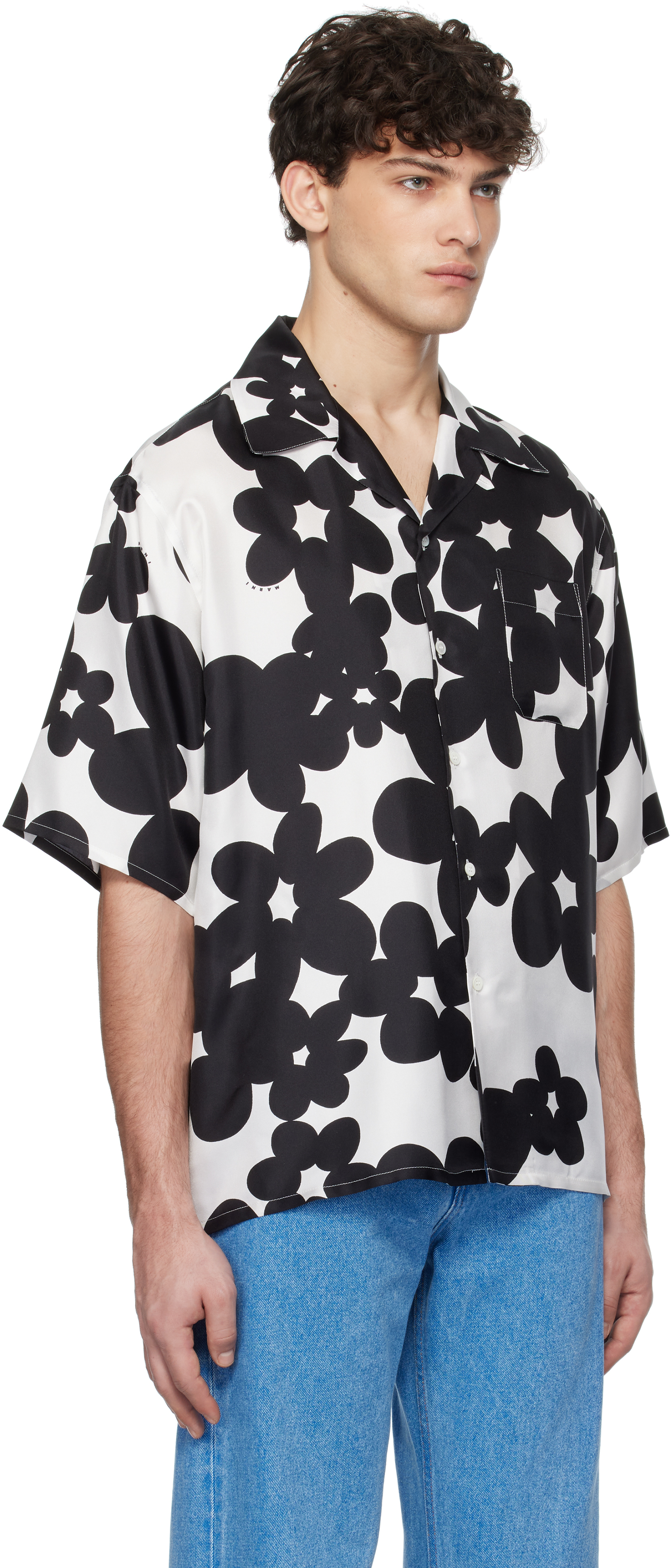 Marni Dilles Printed Short Sleeved Shirt In Din99 Black