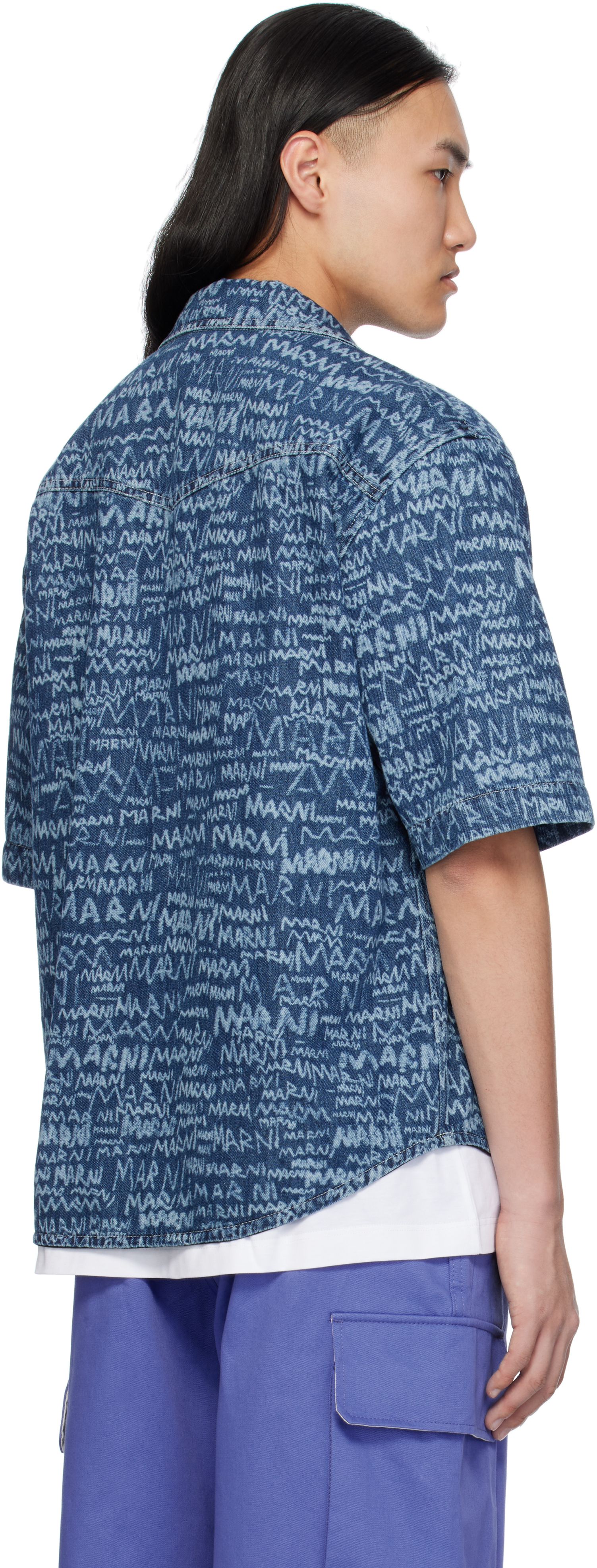 Marni Navy Bleached Lasered Shirt In Lob95 Blue Kyanite