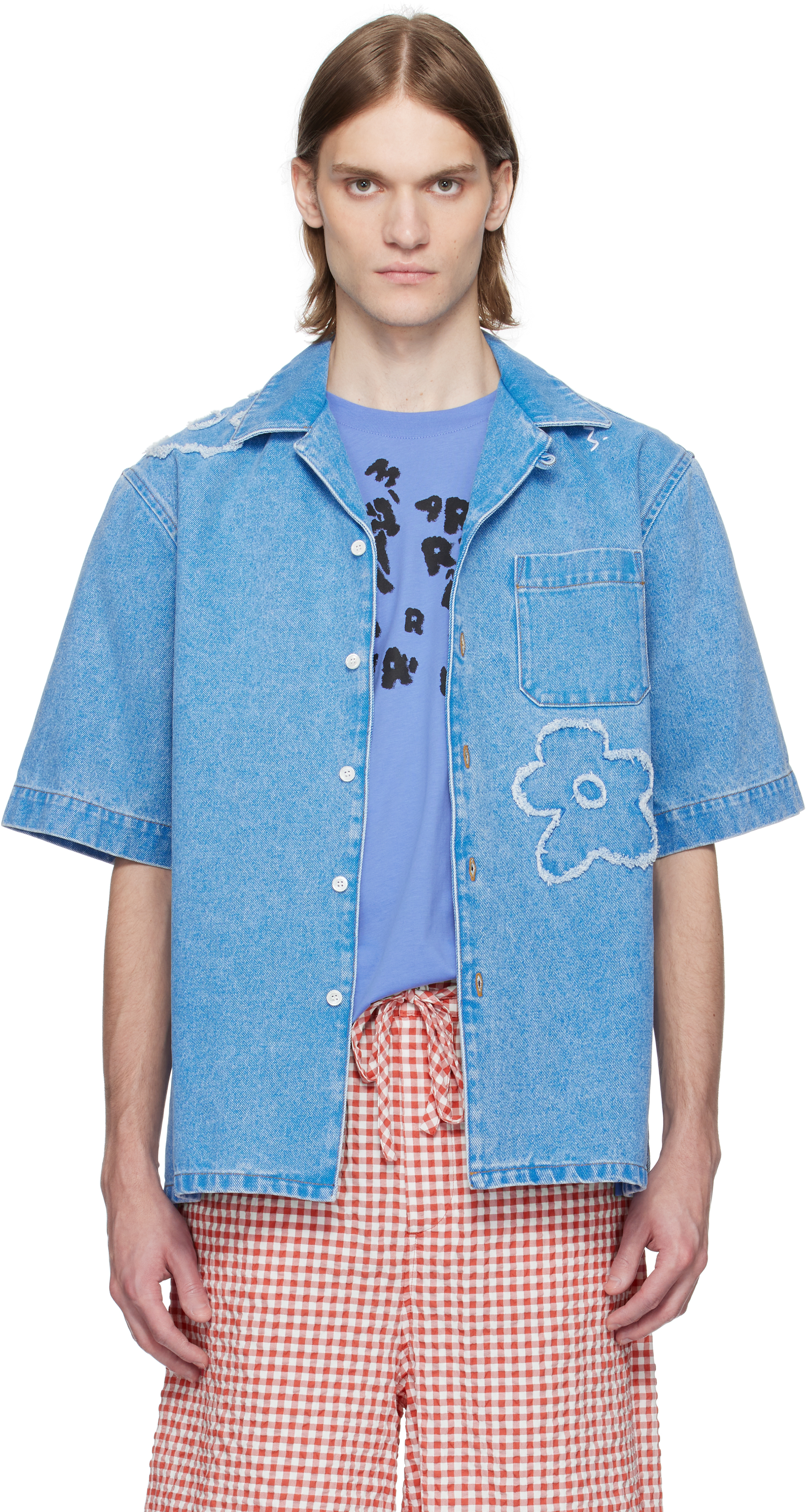 MARNI デニム ボウリングシャツ Marniのブルー デニム ボウリングシャツがセール中