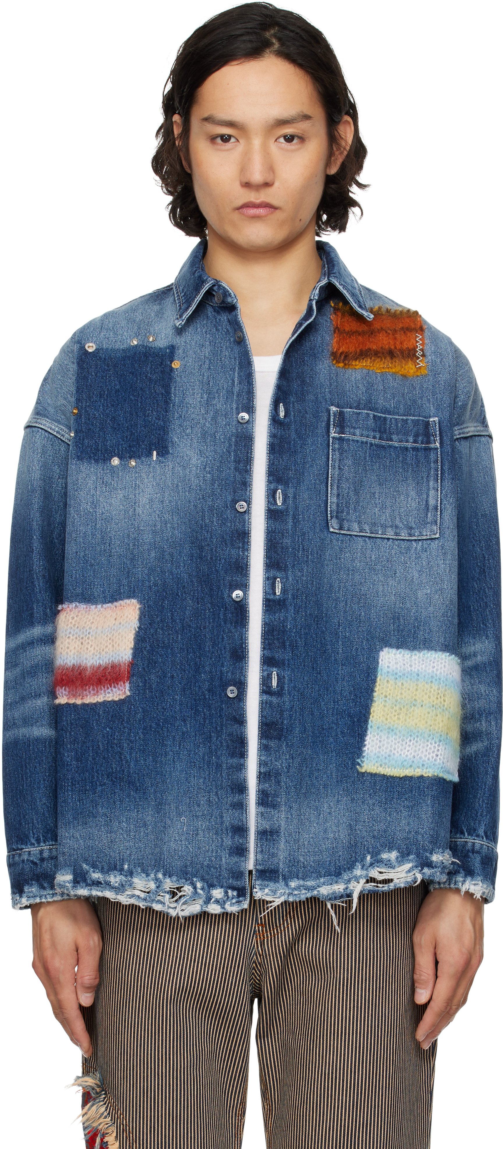 Marni デニムシャツ Marni: ブルー Stone Cotton デニムシャツ | SSENSE 日本