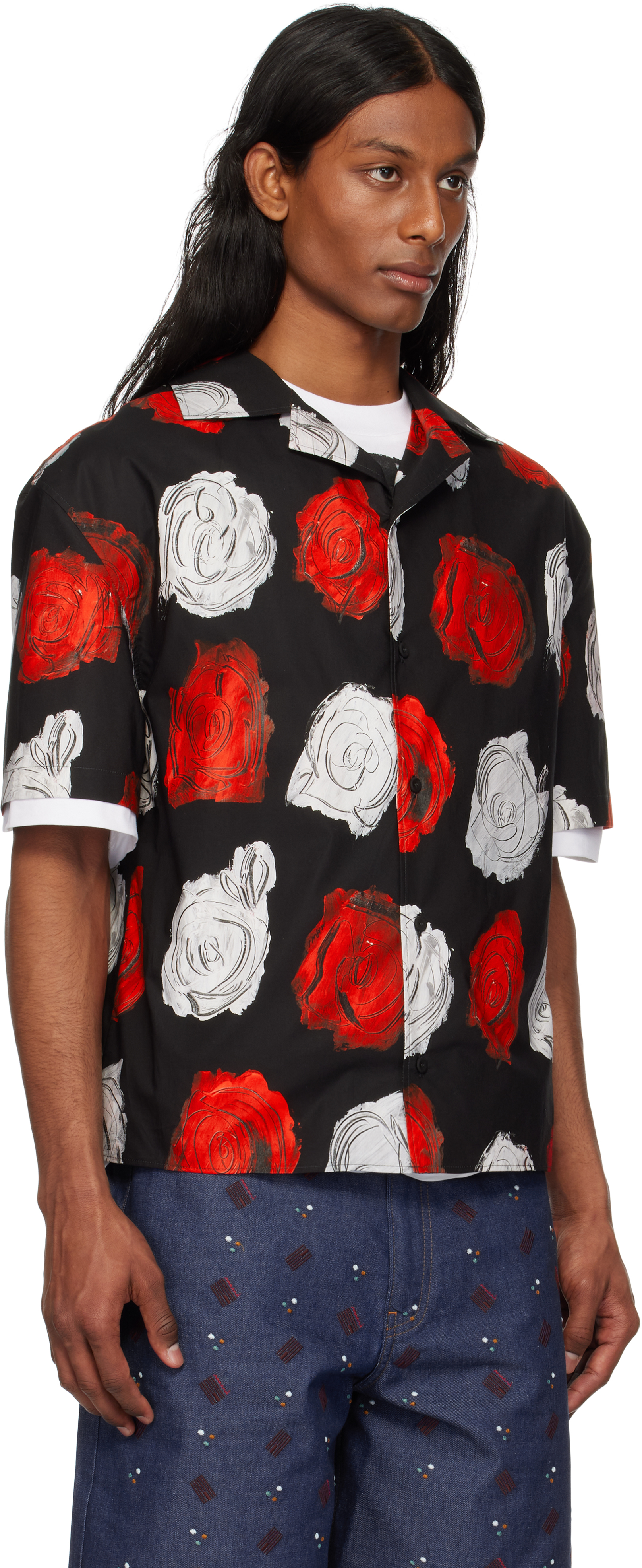 Marni Black Mercury Print Poplin Bowling Shirt