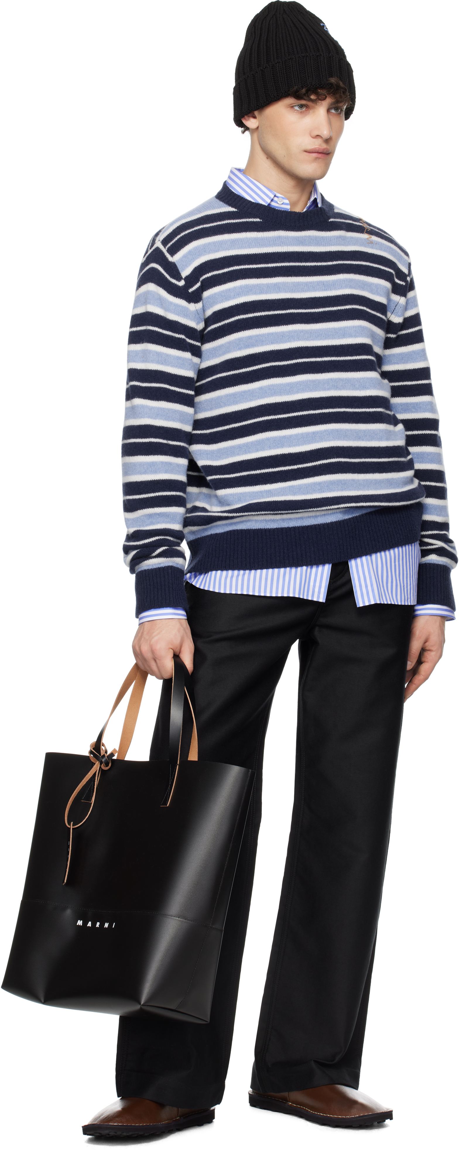 Marni Blue Virgin Wool Blend Sweatshirt Men In Stb26 Blue Lilac