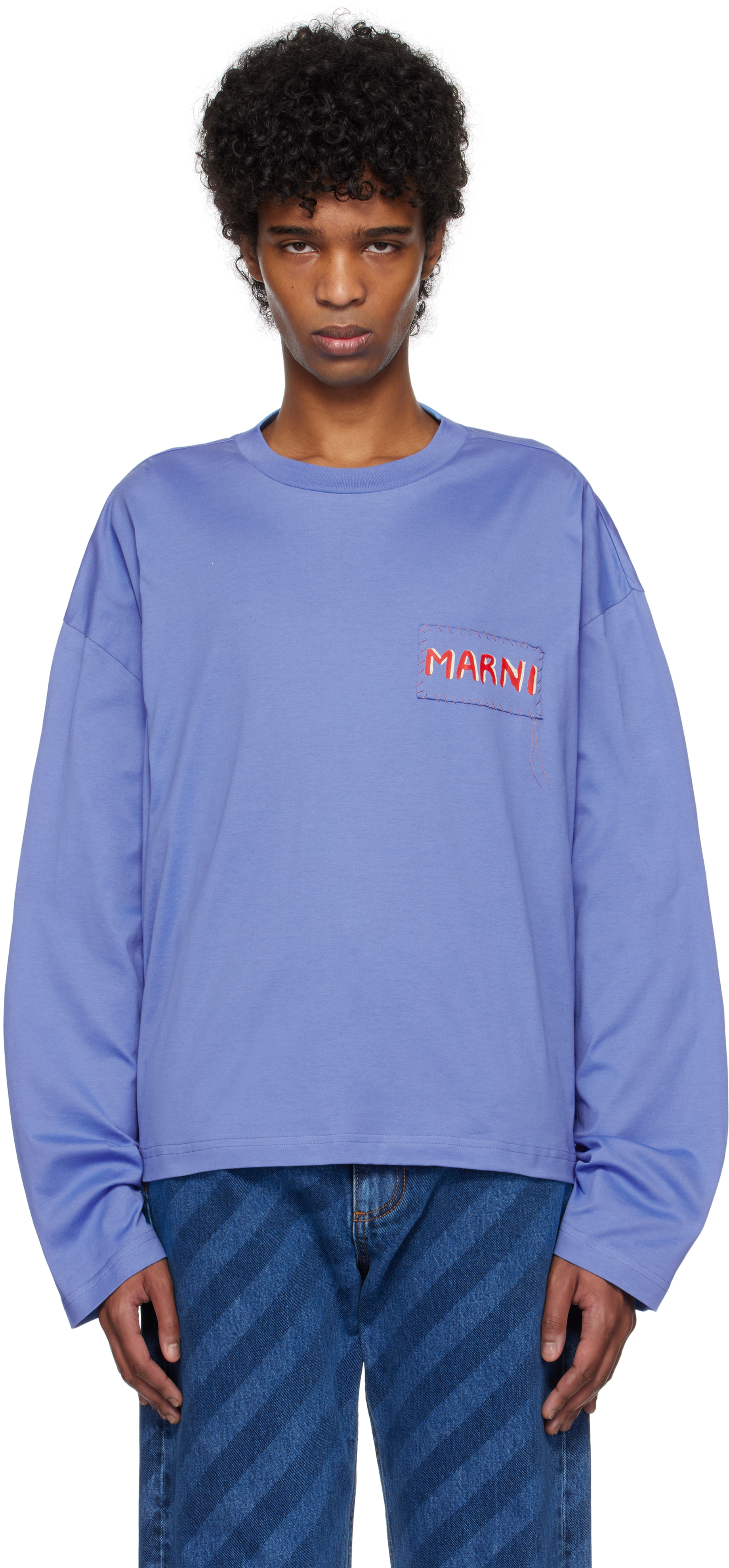 Blue Logo Patch Long Sleeve T-shirt