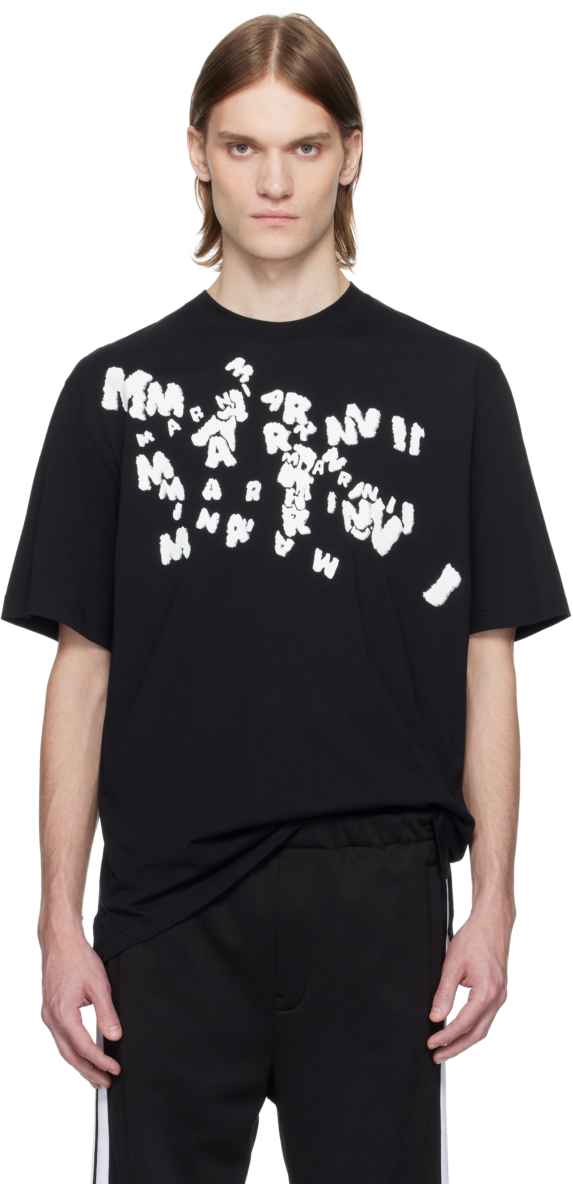 Marni: ブラック 'Marni' Caos Logo Tシャツ | SSENSE 日本