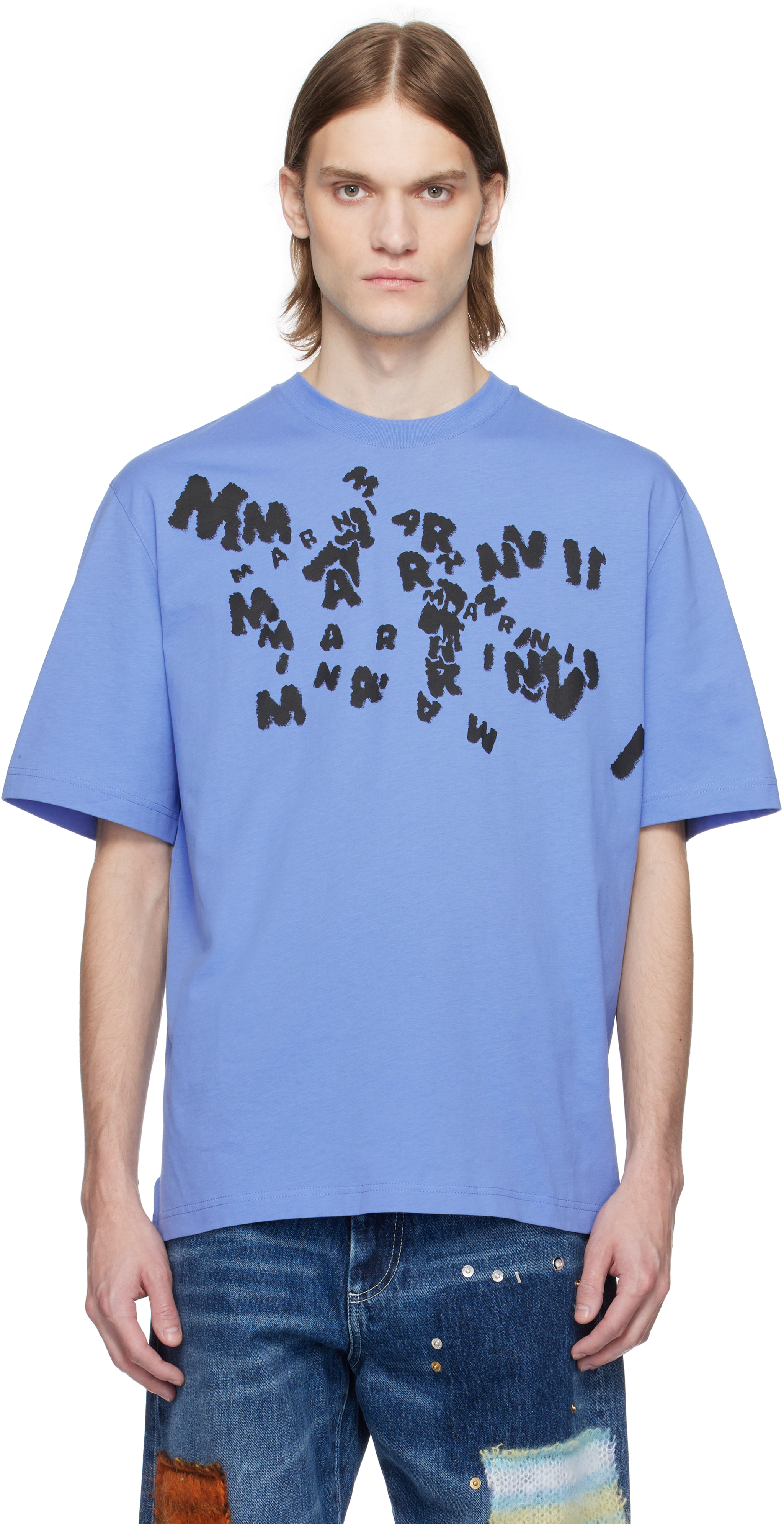 Marni Marni Caos オーバーサイズTシャツ ブラック ジャージーコットン製Tシャツ、マルニカオスロゴ入り