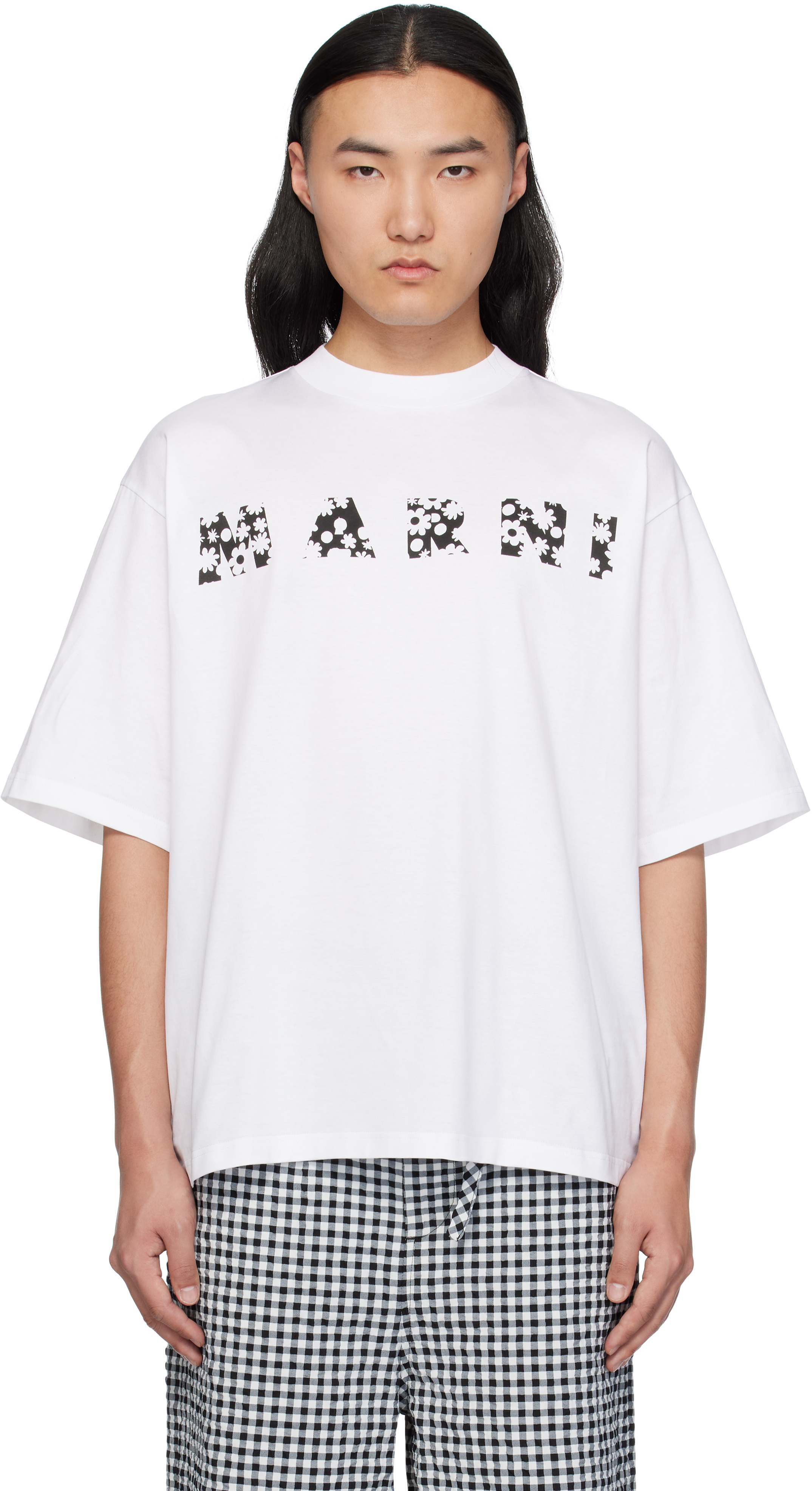 White Pop Fields 
Marni
 Logo T-shirt