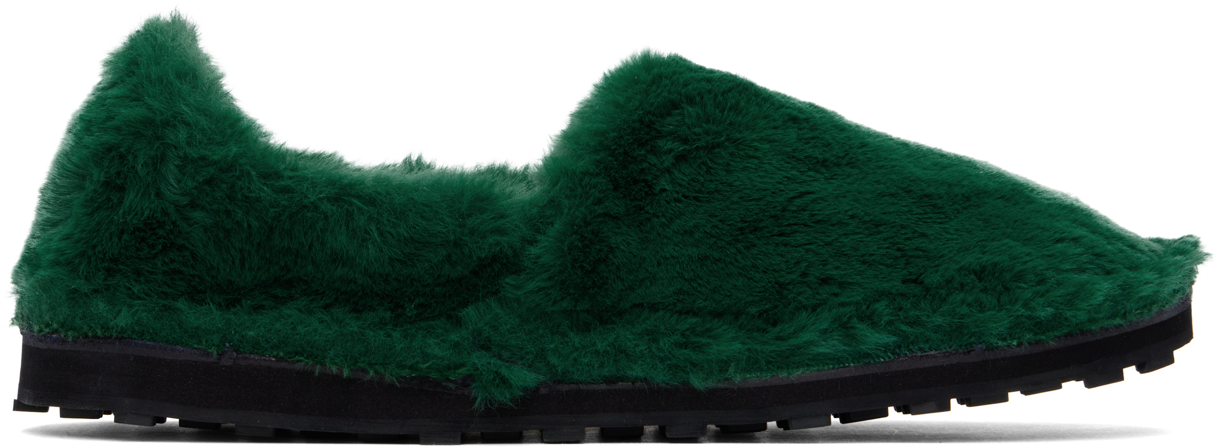 Green Faux-Fur Loafers