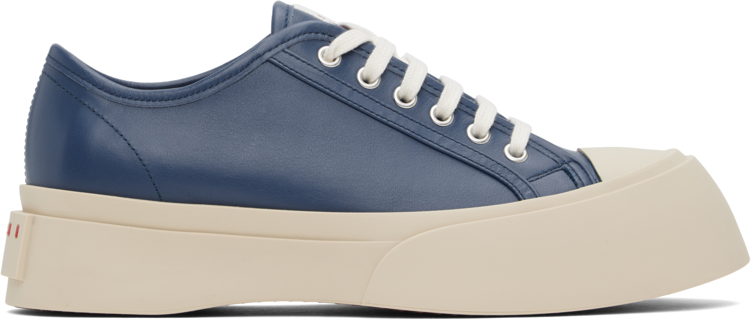 Shop Marni Navy Nappa Leather Pablo Sneakers In 00b26 Blue Lilac