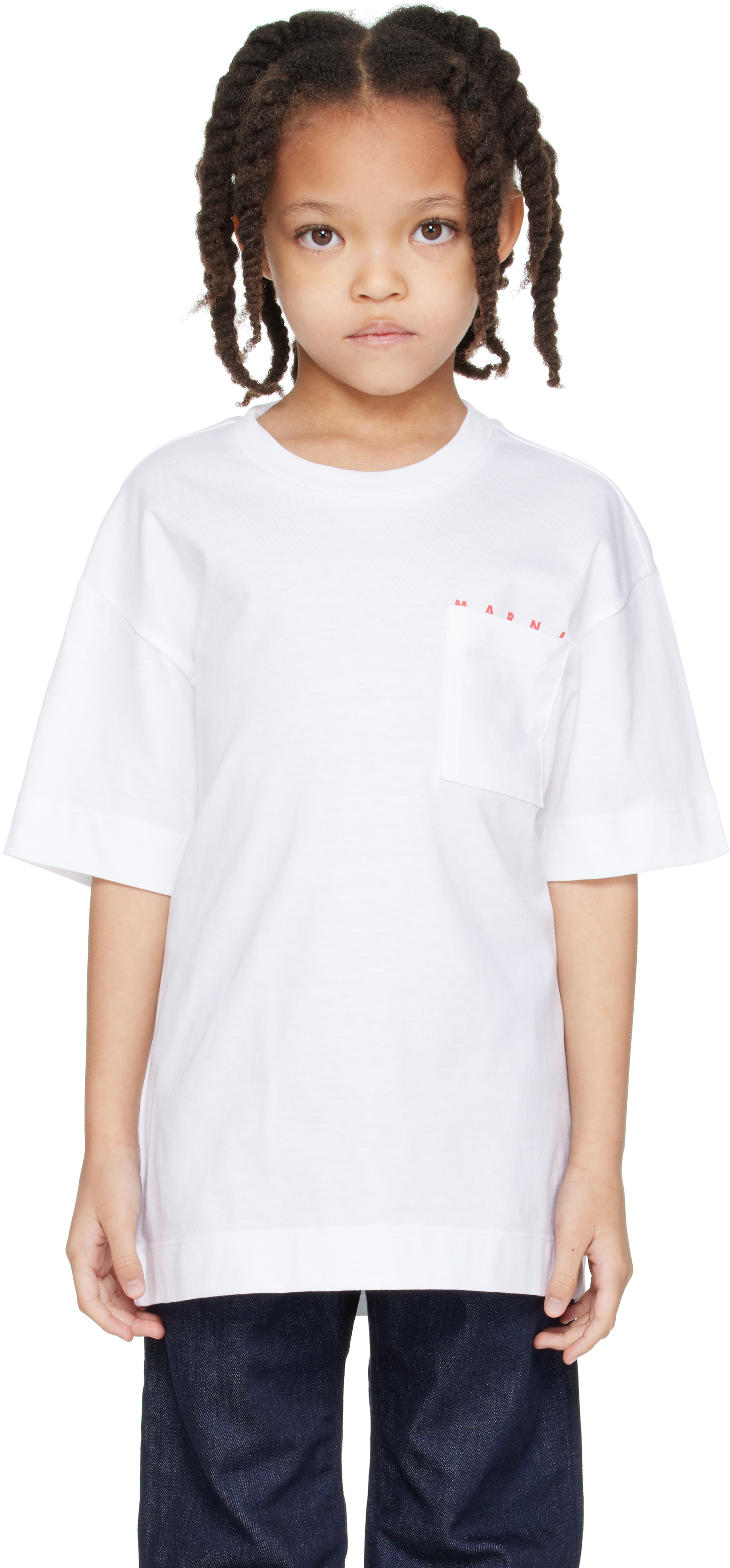 Kids White Printed-Logo T-shirt