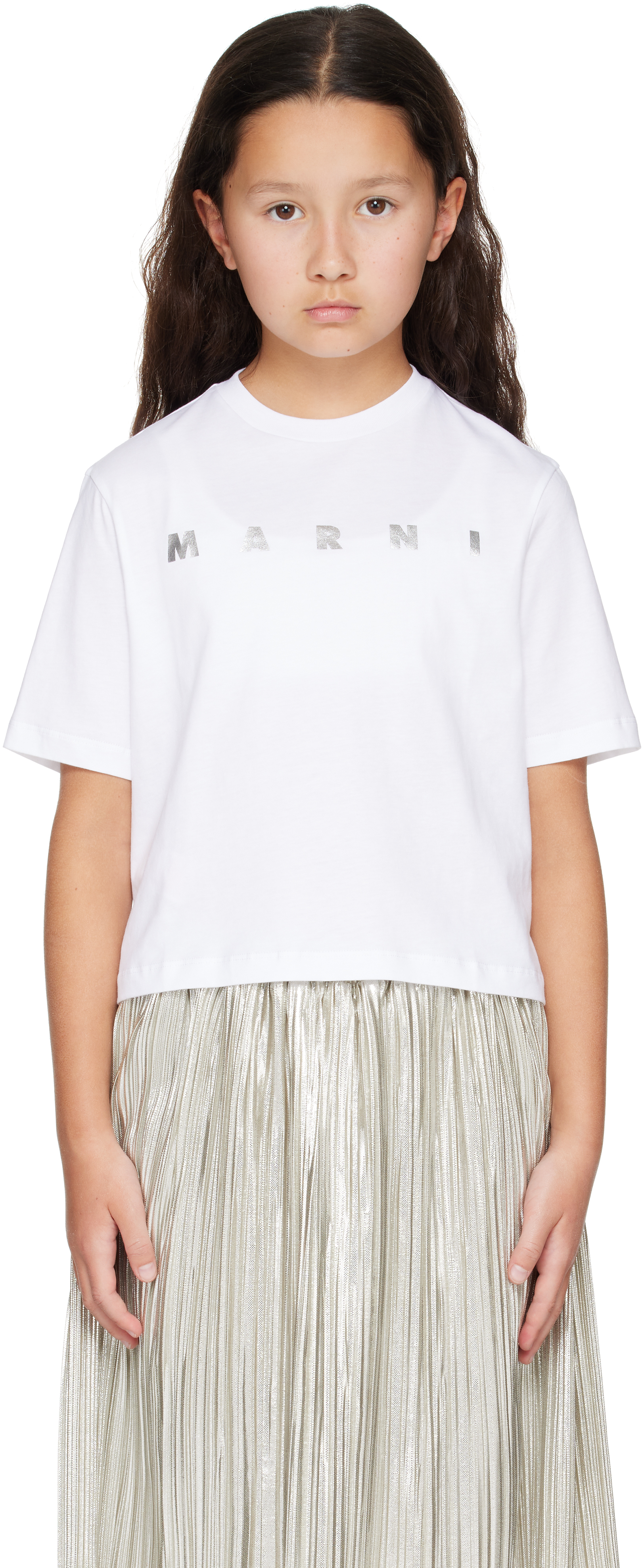 Kids White Cropped T-shirt by Marni | SSENSE