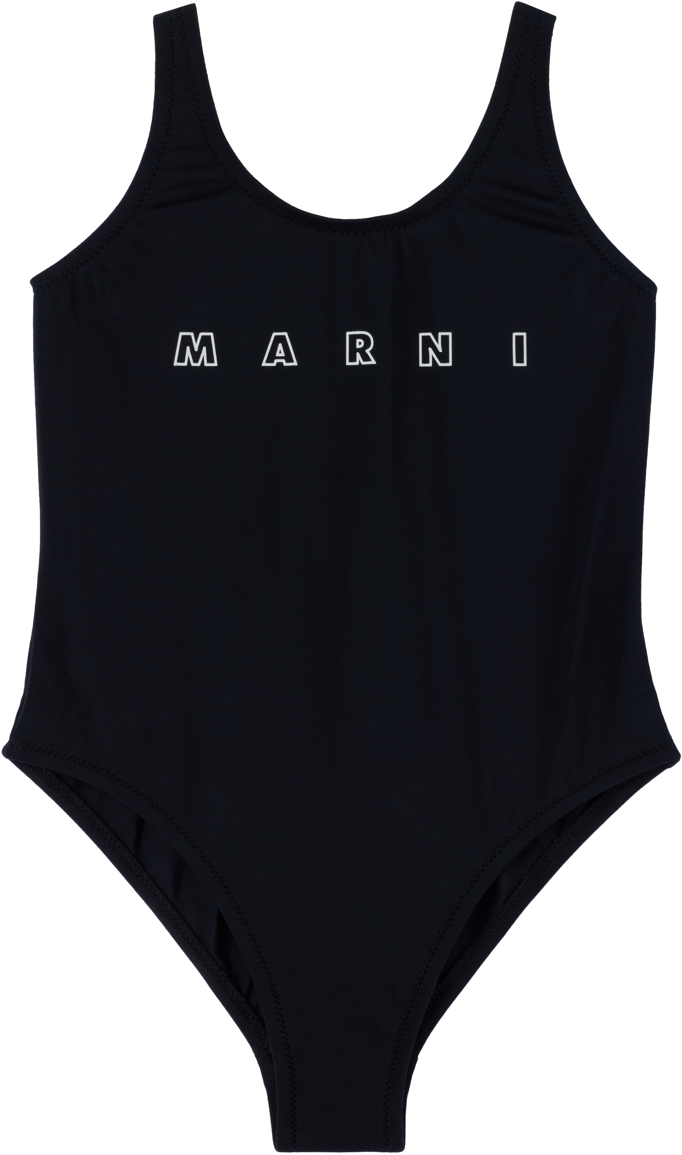 Kids Black Printed-Logo Swimsuit